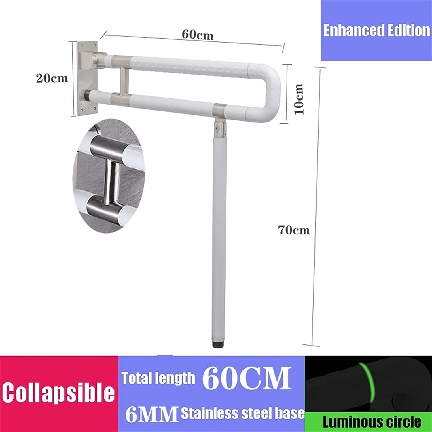 Stainless Steel Bathroom Safety Grab Bar - Non-Slip Shower Handrail & Towel Rack for Elderly & Disabled - ADA Compliant Toilet Support Handle for Bathroom, Shower, and Wet Room Safety