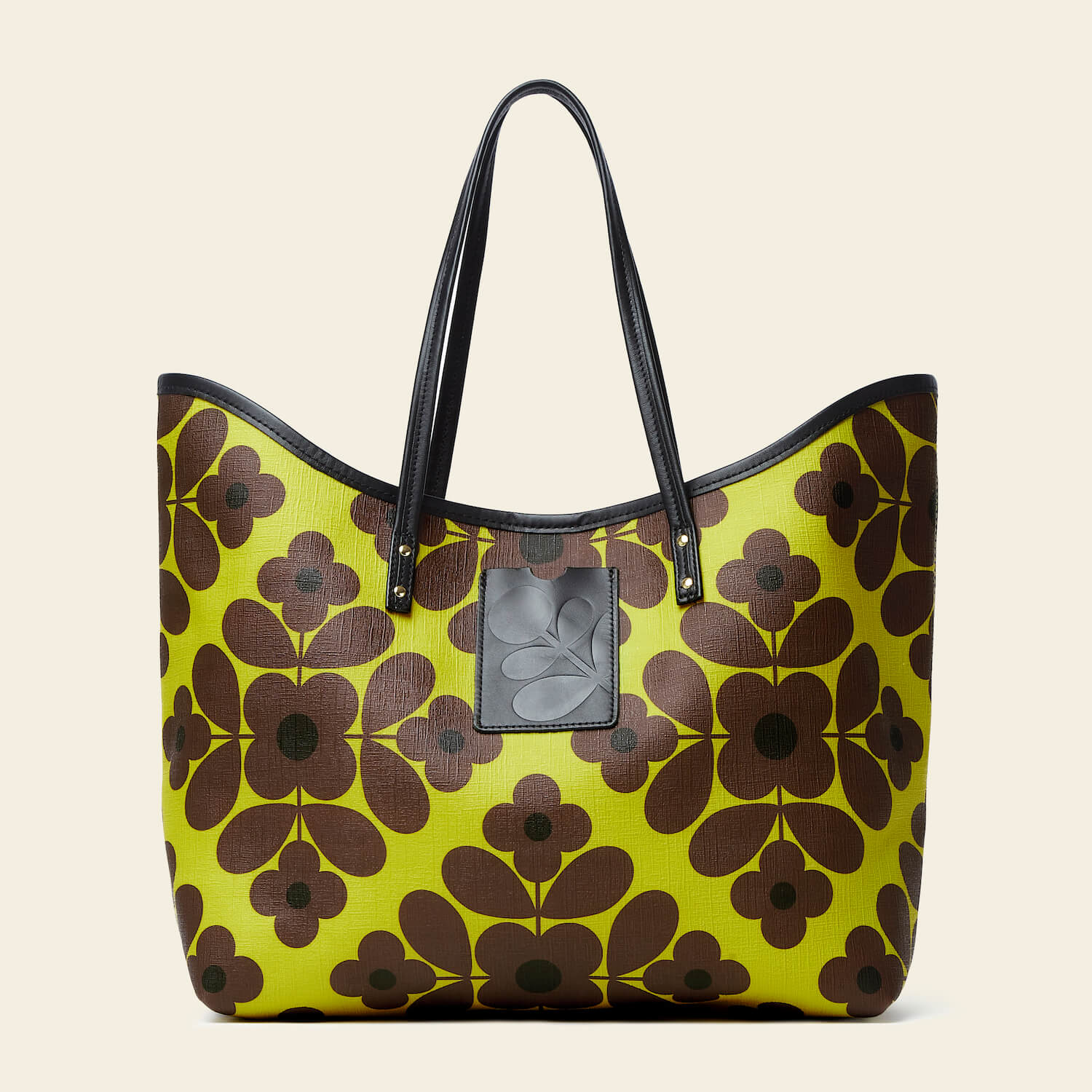 Stylish Carrymore Tote Bag with Floral Tile Pattern in Chartreuse - Perfect for Work, Travel & Shopping