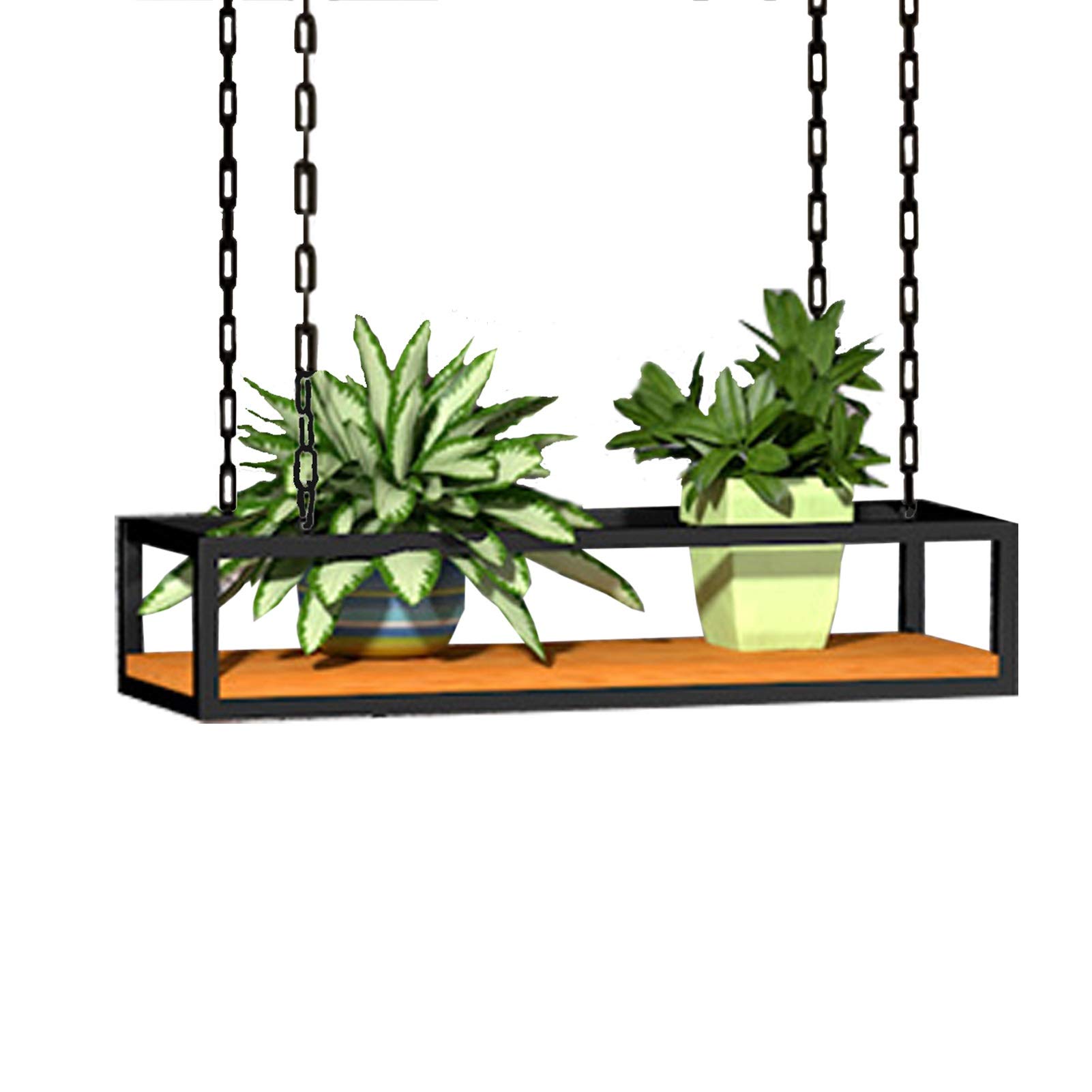 Black Floating Ceiling Shelf - 140x25x15cm Wall Mounted Kitchen Storage Rack for Pots, Pans & Cookware - Perfect for Kitchen, Bar, Garage, Restaurant & Cellar Organization - Space-Saving Hanging Shelving Solution