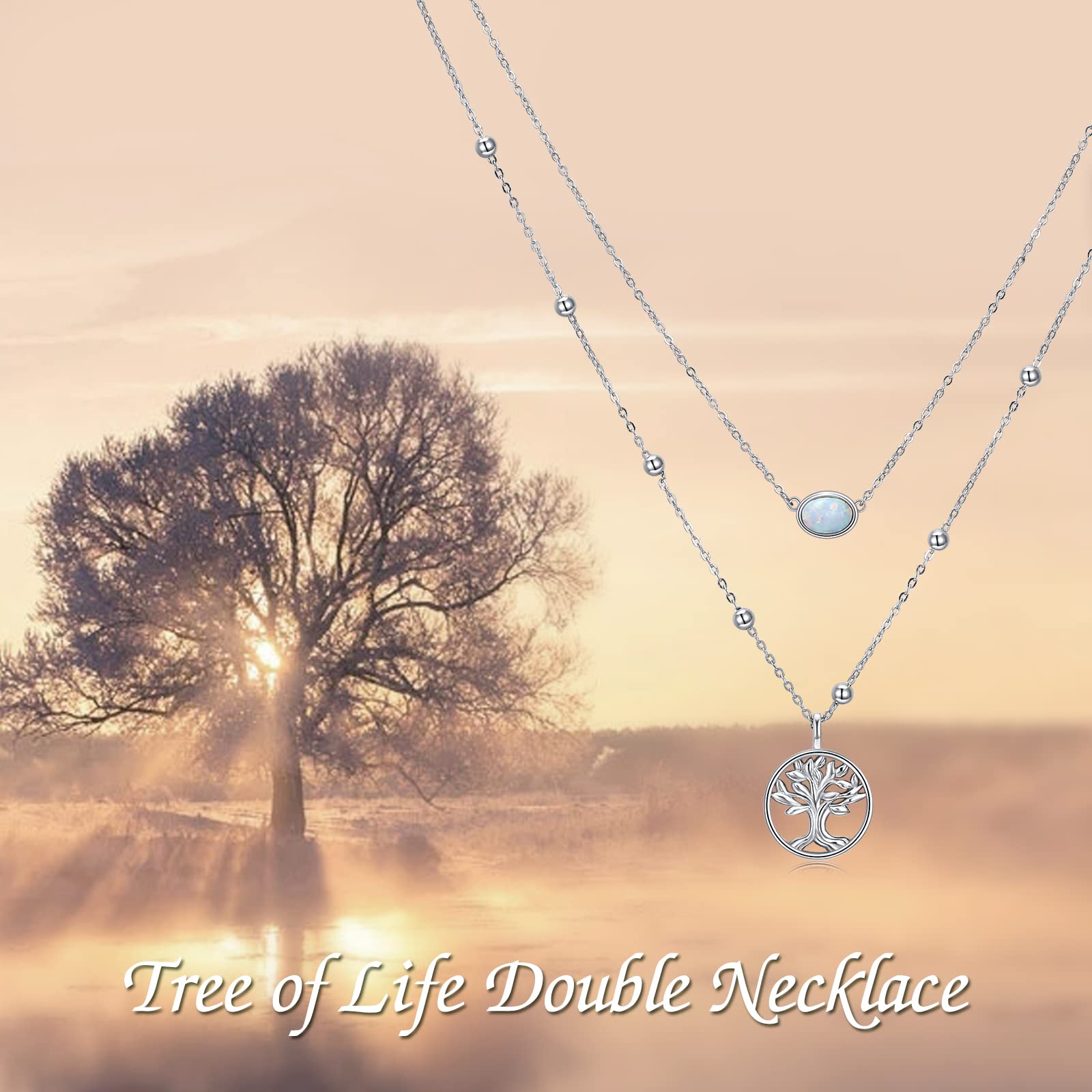 Sterling Silver Tree of Life Lotus Daisy Layered Choker Necklace for Women - Stackable Boho Jewelry Gift for Her - Perfect for Everyday Wear, Date Nights & Special Occasions