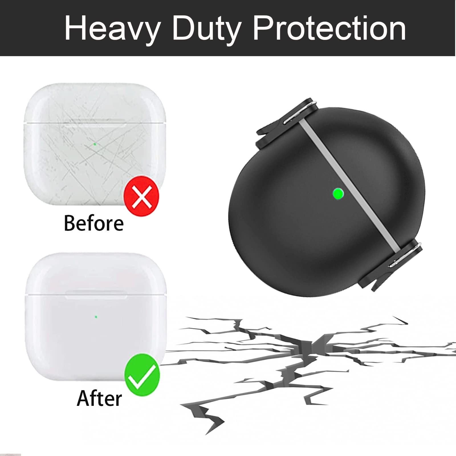 Google Pixel Buds Pro Case with Lock & Keychain - Secure Cover for Men/Women (Black) - Perfect for Travel & Gym