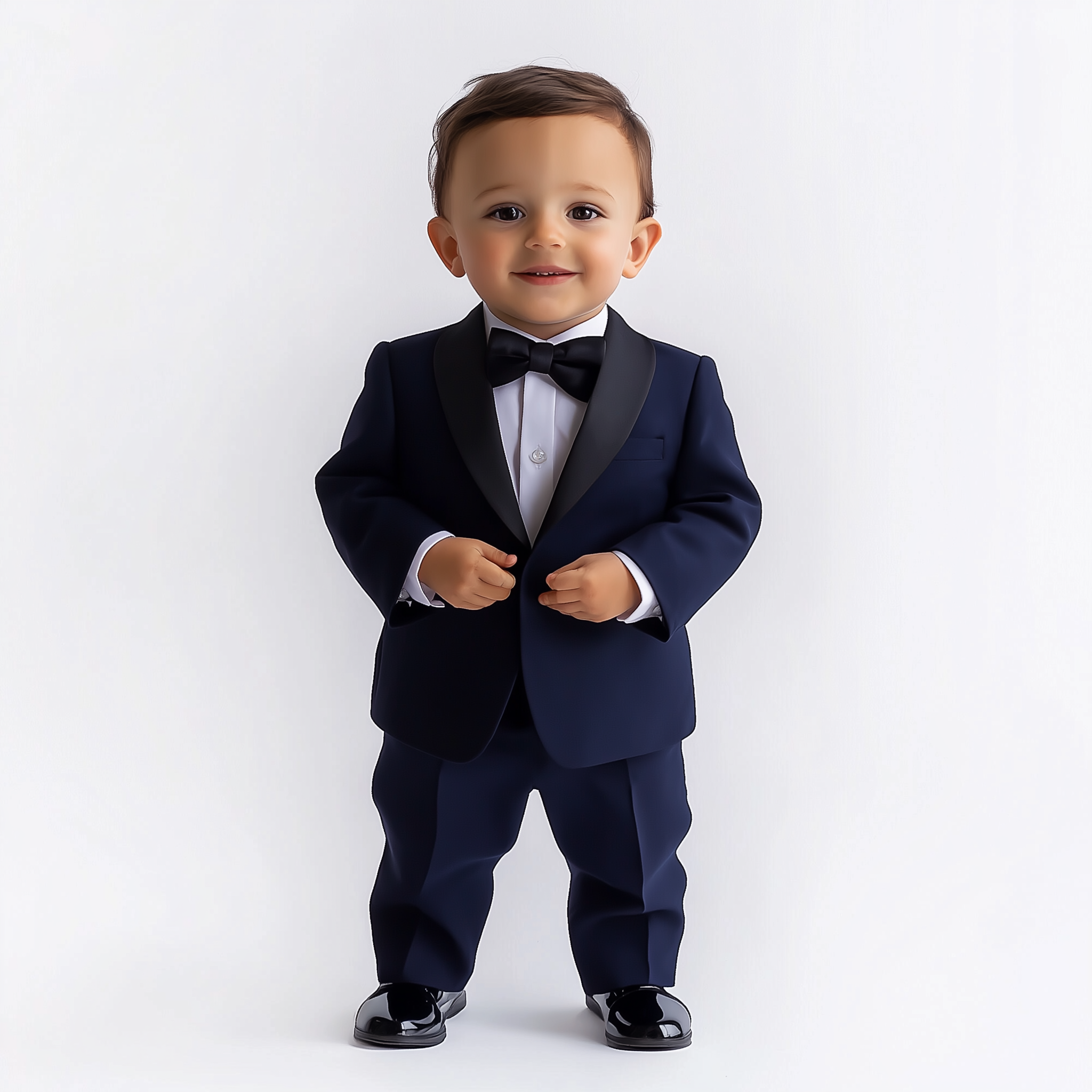 Navy Blue Boys Shawl Collar Tuxedo Suit - Formal Wear for Weddings, Parties & Special Occasions