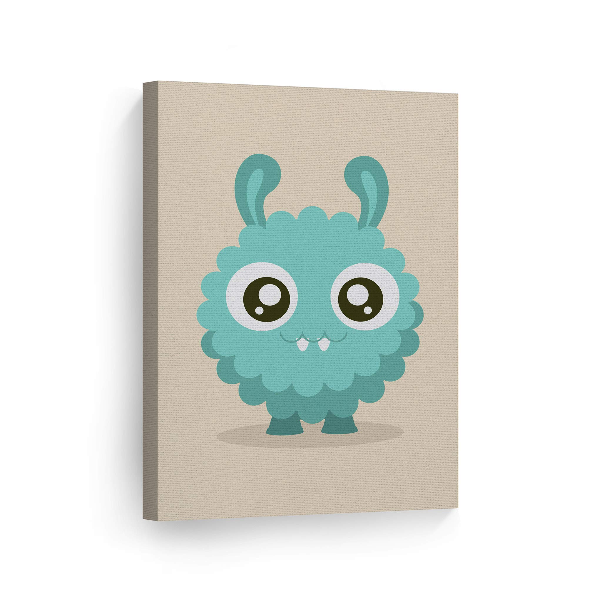 Blue Monster Canvas Print - Smile Art Design Kids Room Decor, Nursery Wall Art, Ready to Hang (22x15 inches) - Perfect for Baby Rooms, Playrooms & Children's Bedrooms | Made in USA