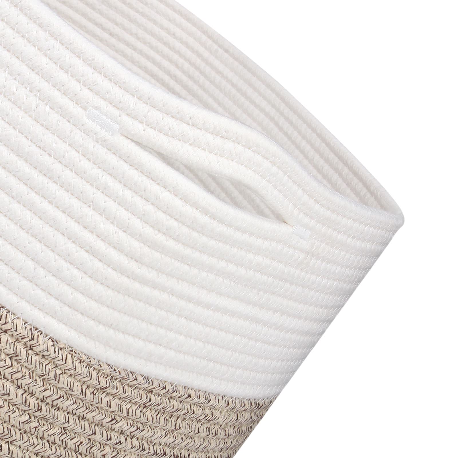 MicroIdeas 2-Pack Large Woven Storage Baskets 15.8x13.8 Inch - Cotton Rope Round Wicker Bins for Blankets, Toys, Laundry & Home Decor | Perfect for Nursery, Living Room & Bedroom Organization (White & Brown)