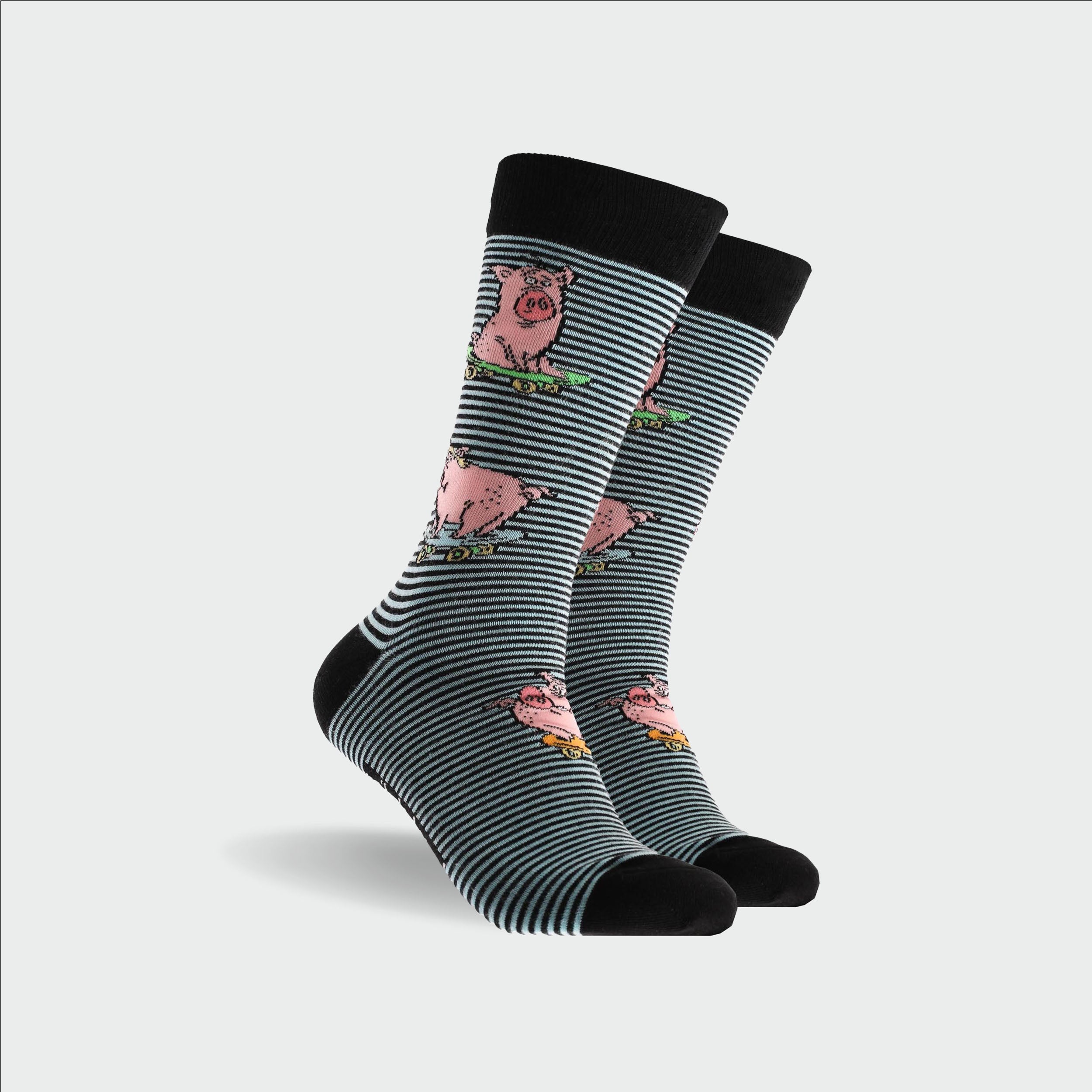 Men's Skateboarding Cotton Crew Socks - Black | Comfortable & Durable for Skaters, Bikers & Outdoor Sports