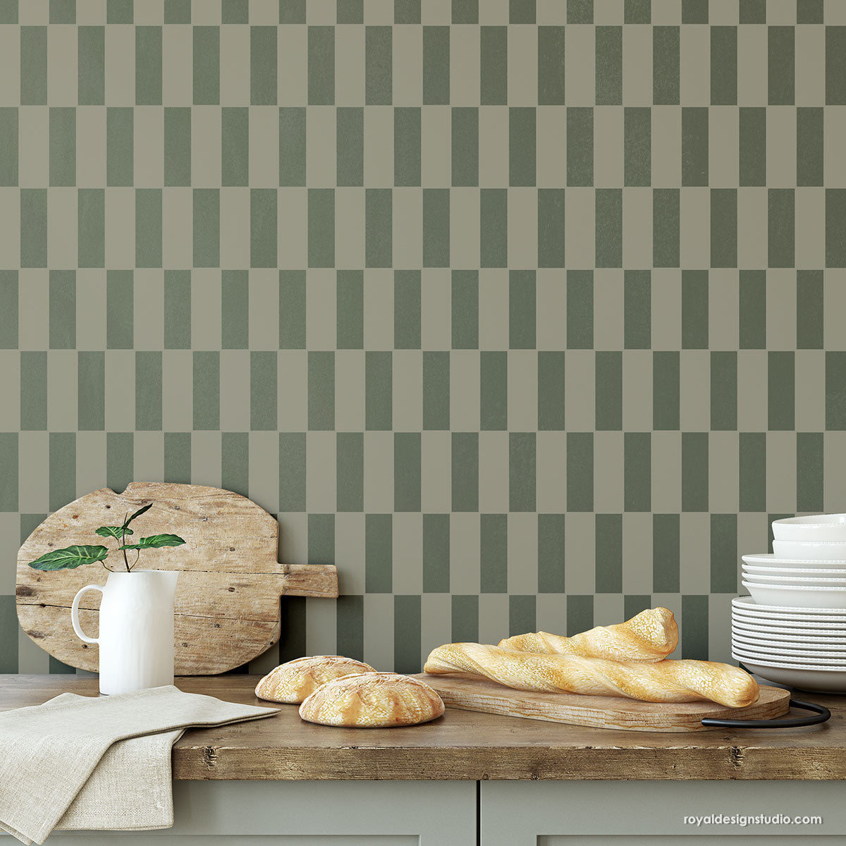 Get in Line Backsplash Tile Wall Stencil - DIY Kitchen & Bathroom Tile Design Template for Easy Home Renovation - Perfect for Backsplashes, Accent Walls & Craft Projects