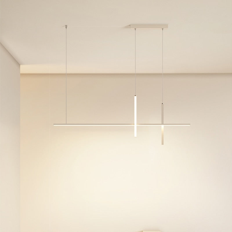 Modern LED Chandelier for Dining Room - Minimalist Strip Designer Ceiling Light Fixture | Perfect for Contemporary Home Decor & Dinner Party Lighting