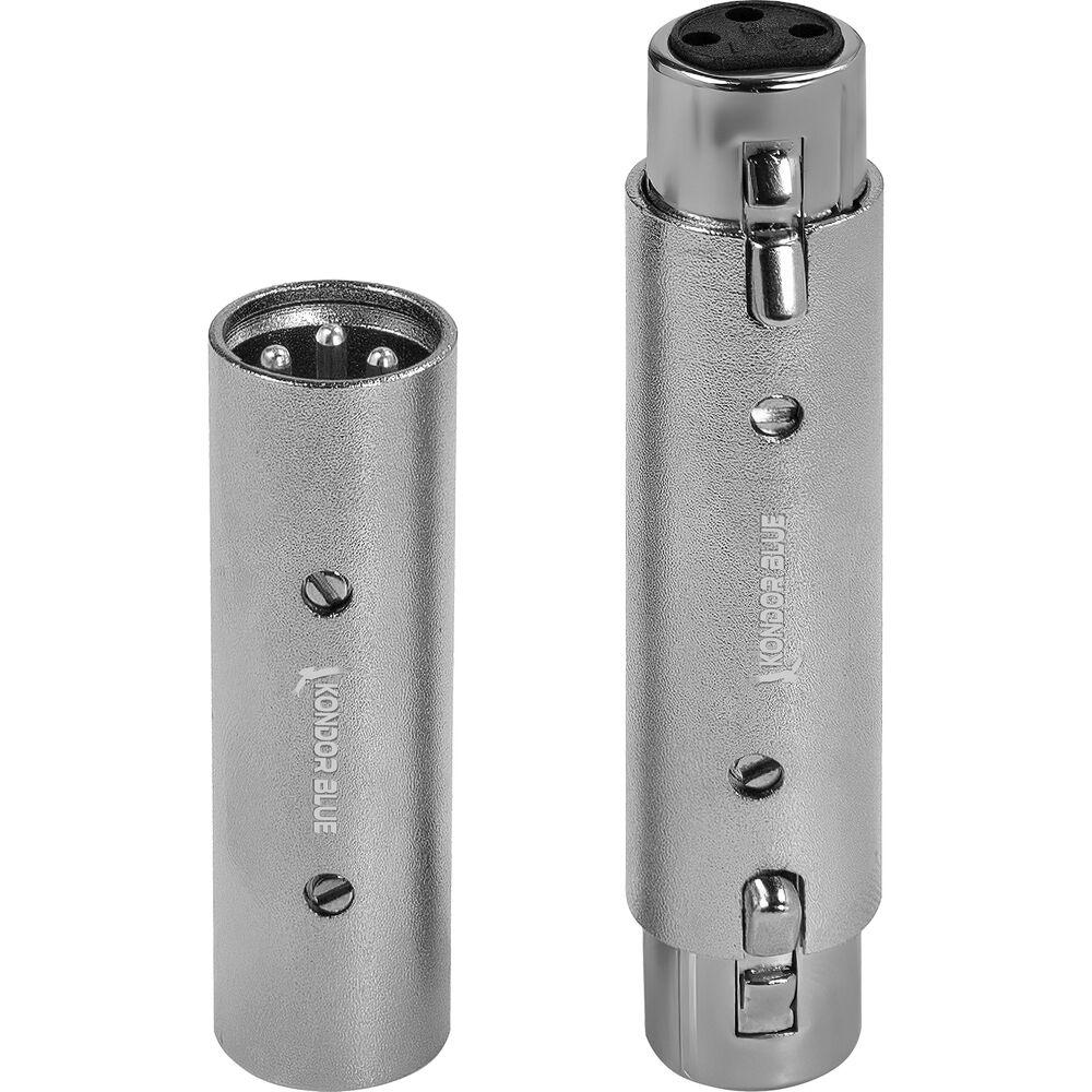 Kondor Blue 3 Pin XLR Adapter Set (2 Pack) - Professional Audio Connectors for Microphones, Cameras & Studio Equipment | Perfect for Podcasting, Live Streaming & Music Recording