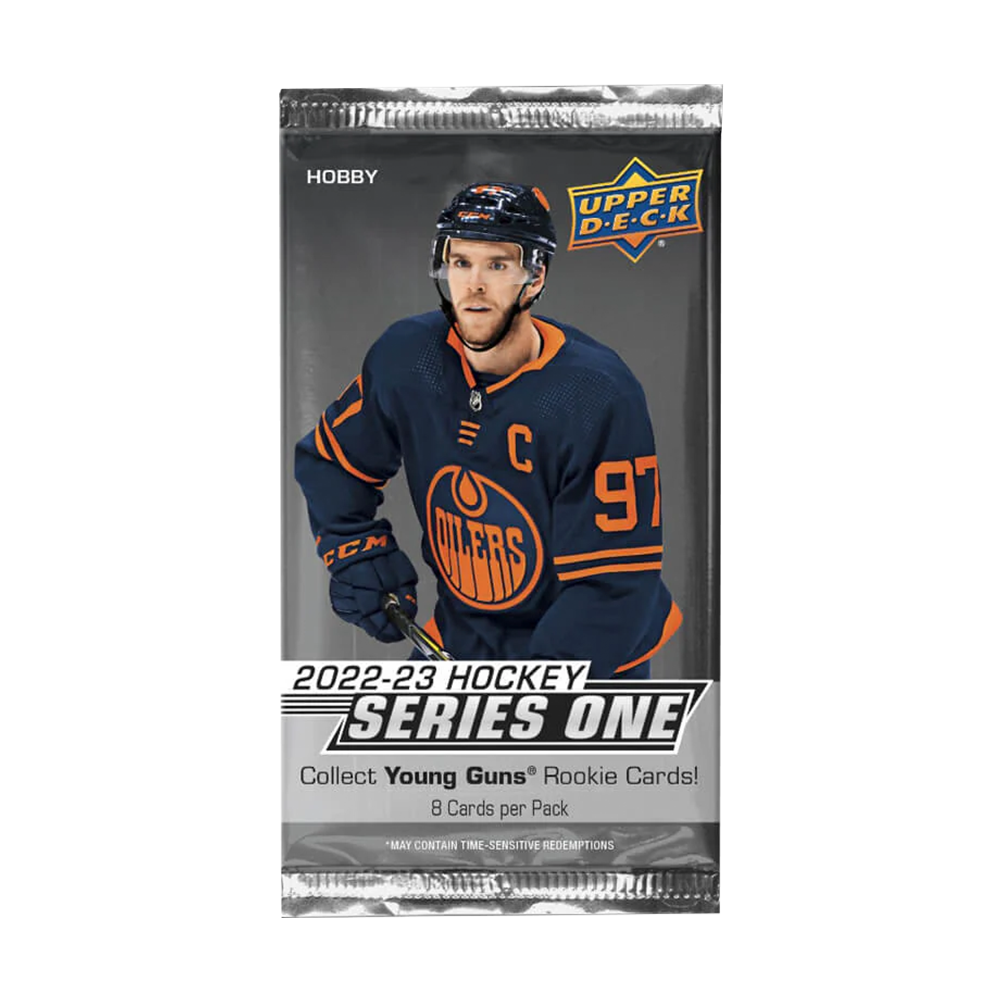 2022-23 Upper Deck Series 1 Hockey Hobby Box Pack - Single Pack for NHL Collectors & Trading Card Enthusiasts - Perfect for Sports Memorabilia Collections & Fantasy Hockey Gifts