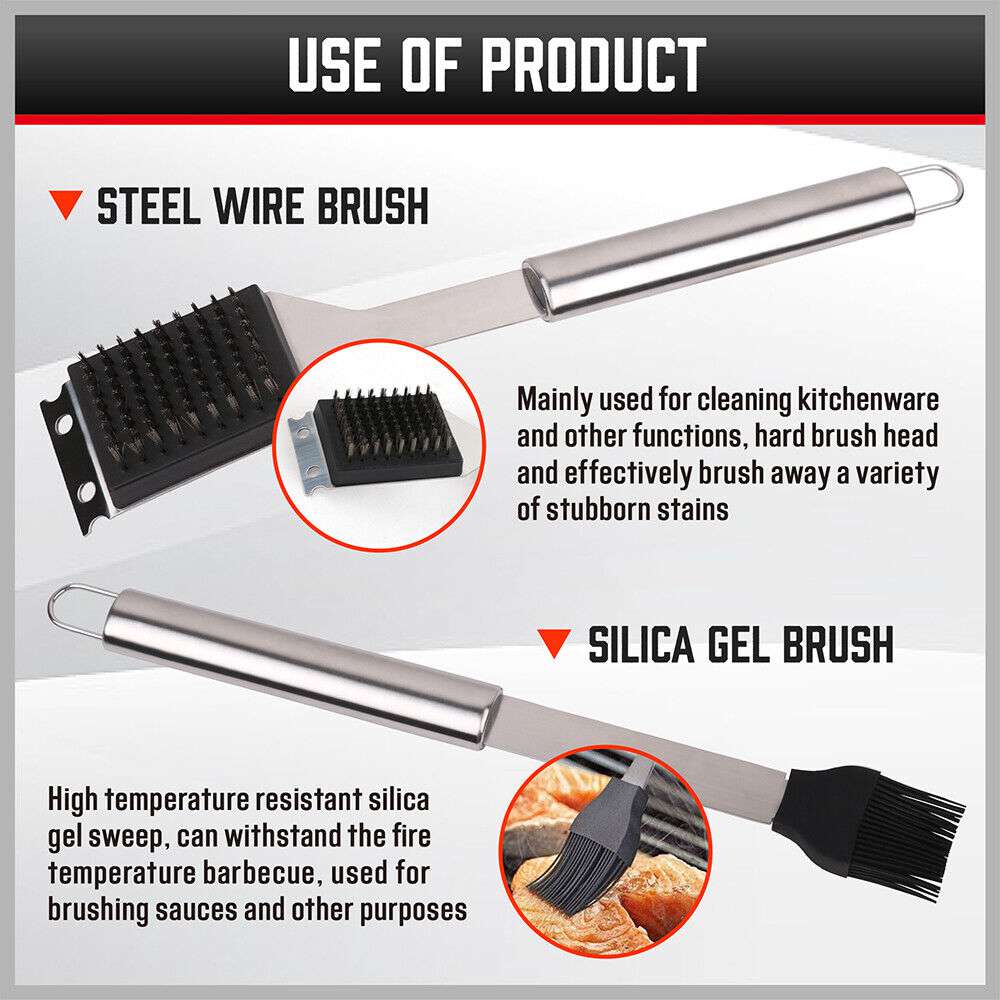 10Pcs Stainless Steel BBQ Tool Set - Heavy Duty Outdoor Grill Utensils for BBQ, Grilling & Cooking - Perfect for Backyard, Camping & Picnics