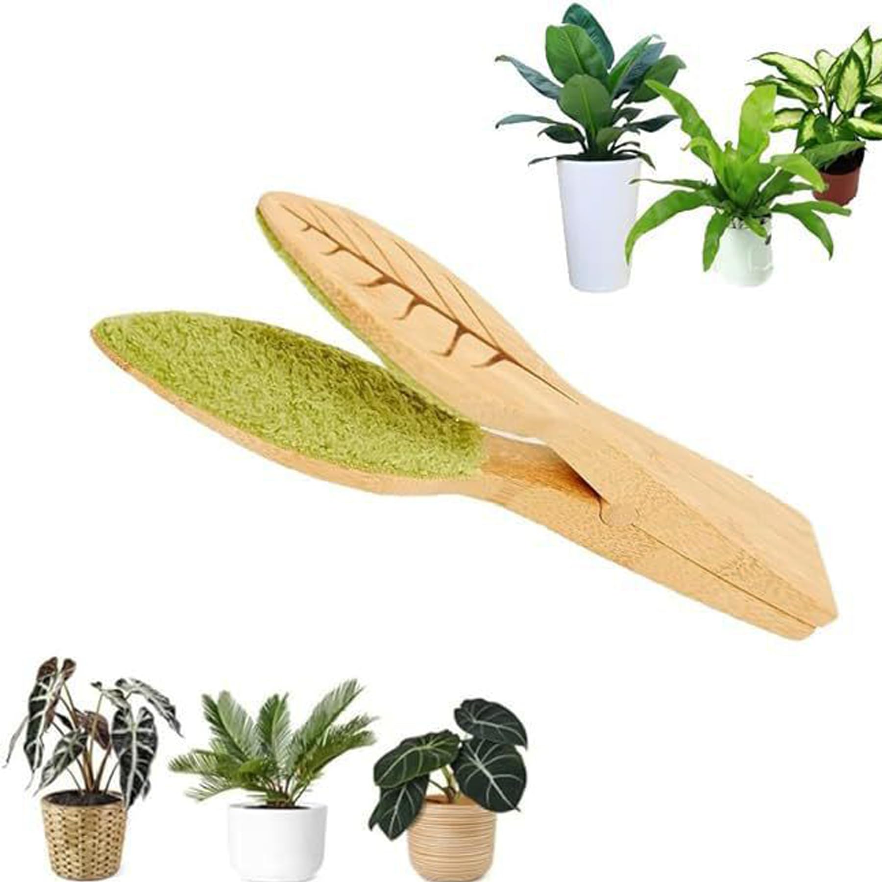 Leaf Cleaning Tongs for House Plants - Dual-Sided Leaf Lint Cleaner with Ergonomic Leaf-Shaped Design | Perfect for Indoor Plants, Succulents, and Tropical Foliage Care
