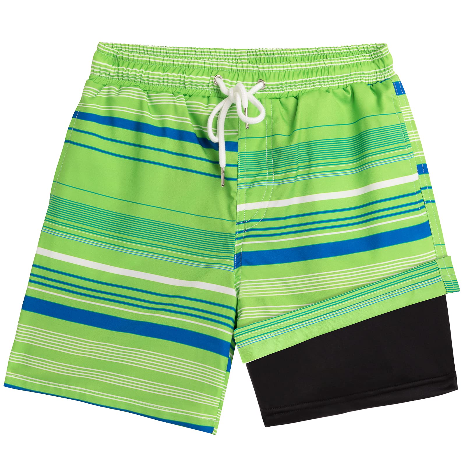 **Boys Swim Trunks Quick Dry with Boxer Brief Liner - UPF 50+ Bathing Suit for Beach, Pool & Water Sports - Comfortable Compression Swim Shorts**