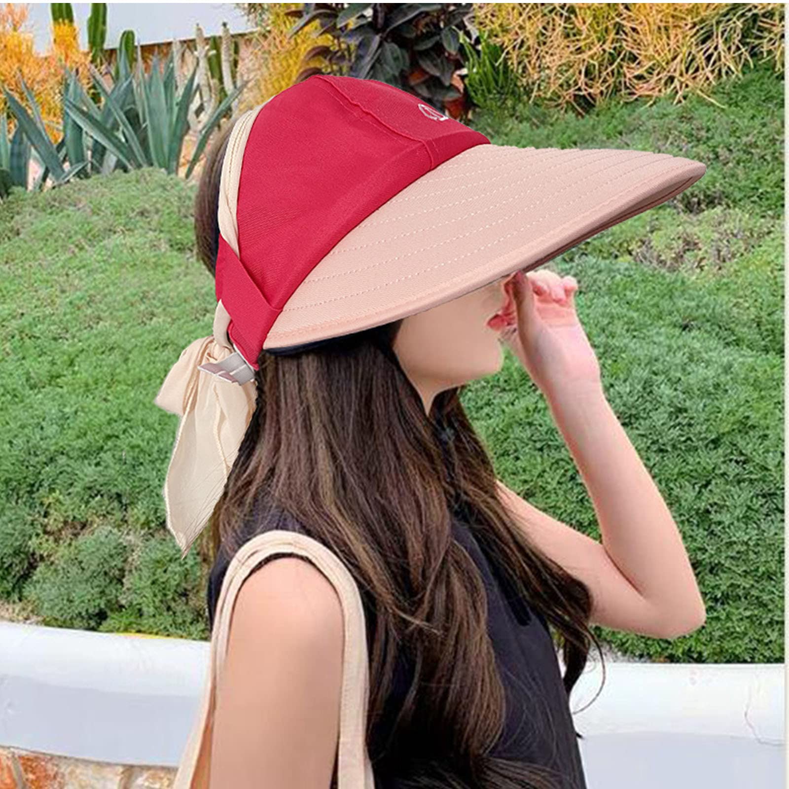 UPF 50+ Women's Sun Hat with Wide Brim - UV Protective Beach Visor & Ponytail Design for Outdoor Activities, Gardening, and Summer Vacations