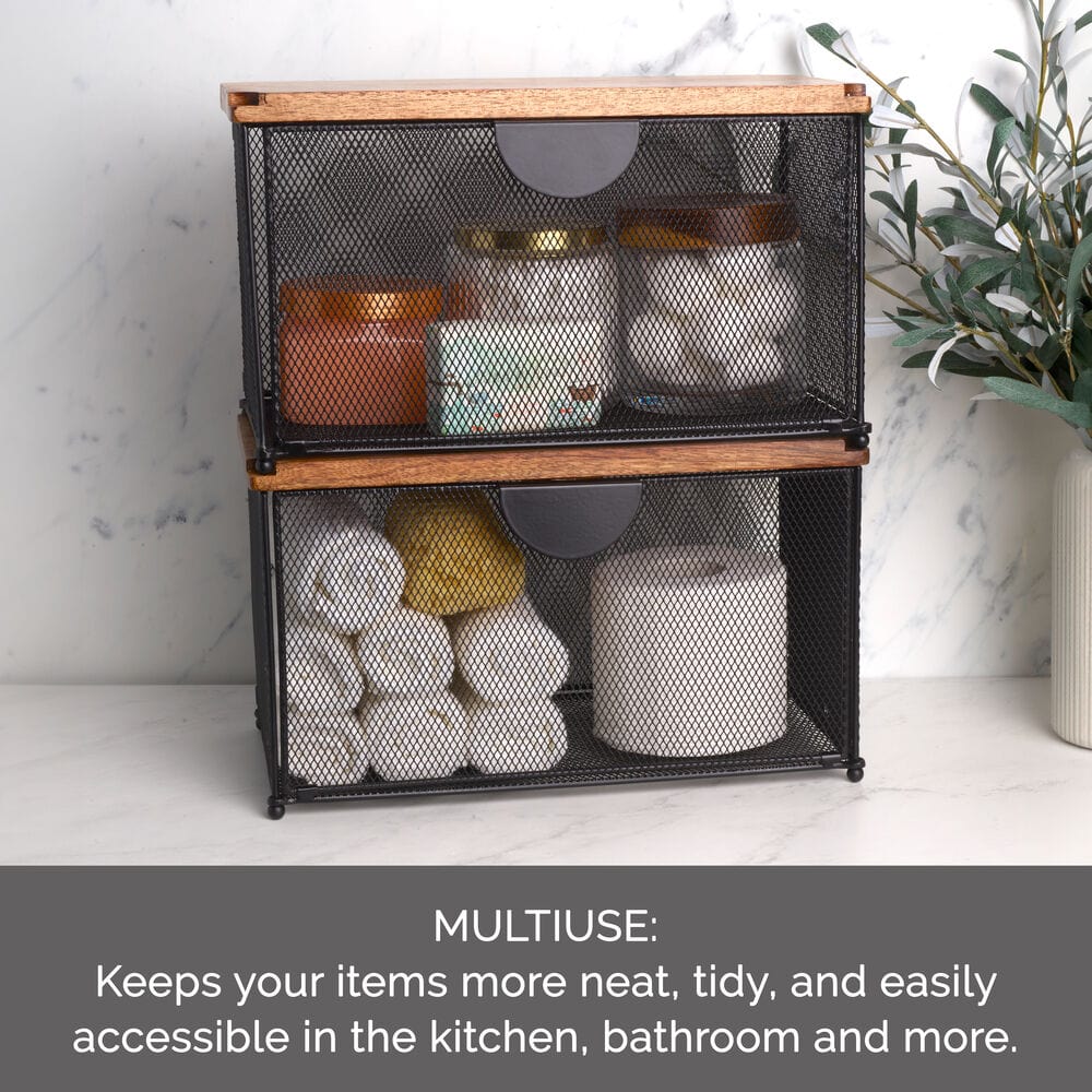 Stainless Steel Countertop Storage Basket - Organizer for Kitchen, Bathroom, Office | Perfect for Fruits, Utensils, Towels & Office Supplies