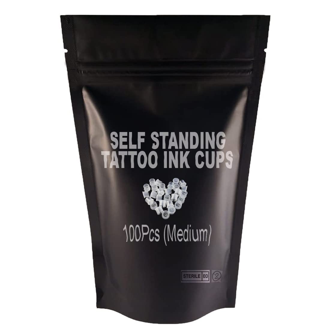100Pcs Medium Size Tattoo Ink Cups - Disposable Pigment Holders for Permanent Makeup & Tattoo Artists - Self Standing Design for Professional Tattoo Supplies - Perfect for Eyebrow, Lip & Body Art Procedures
