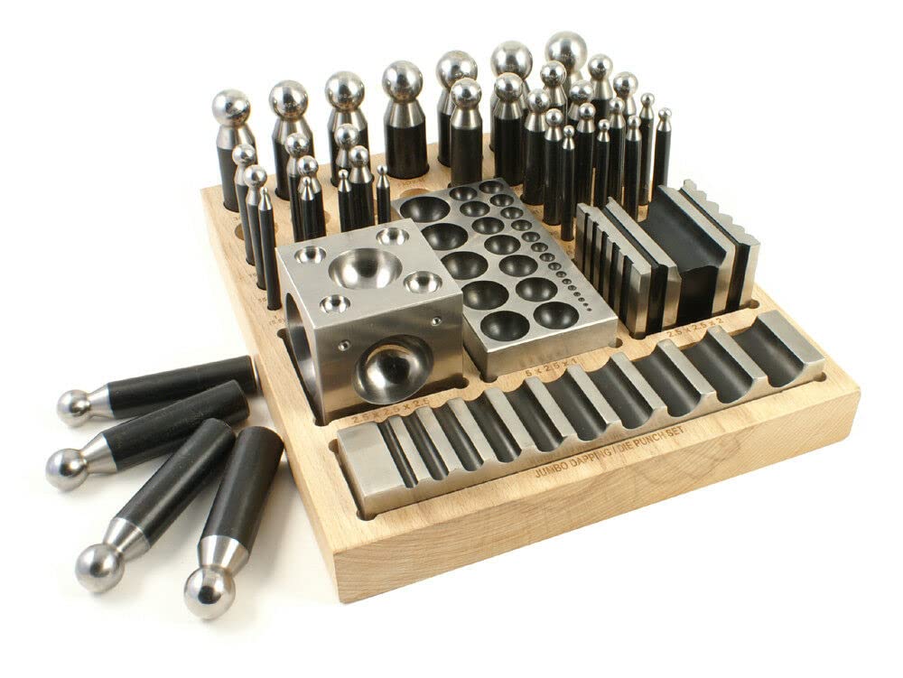 JTS Jewelry Dapping Set - 41 Piece Dapping Block & Punch Kit for Metal Forming, Jewelry Making & Metalsmithing | Perfect for DIY Jewelry, Metal Crafting & Professional Goldsmith Work