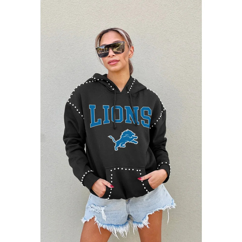 Detroit Lions Women's Studded Pullover Hoodie - Gameday Couture & Casual Wear for Football Fans | Perfect for Game Day, Tailgating & Everyday Fashion