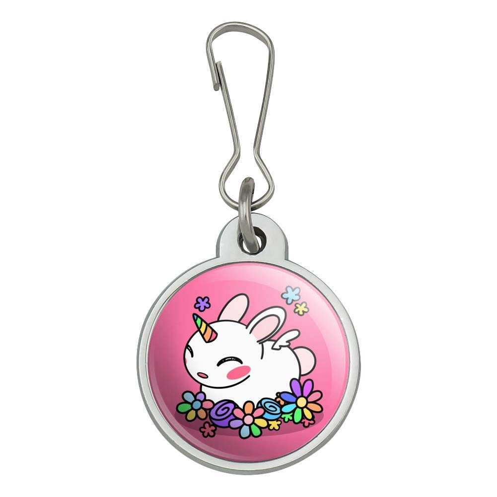 Cute Unicorn Bunny Rabbit with Rainbow Flowers Zipper Pull Charm - Adorable Bag Accessory for Backpacks, Purses & Luggage | Perfect for Travel, School & Everyday Use