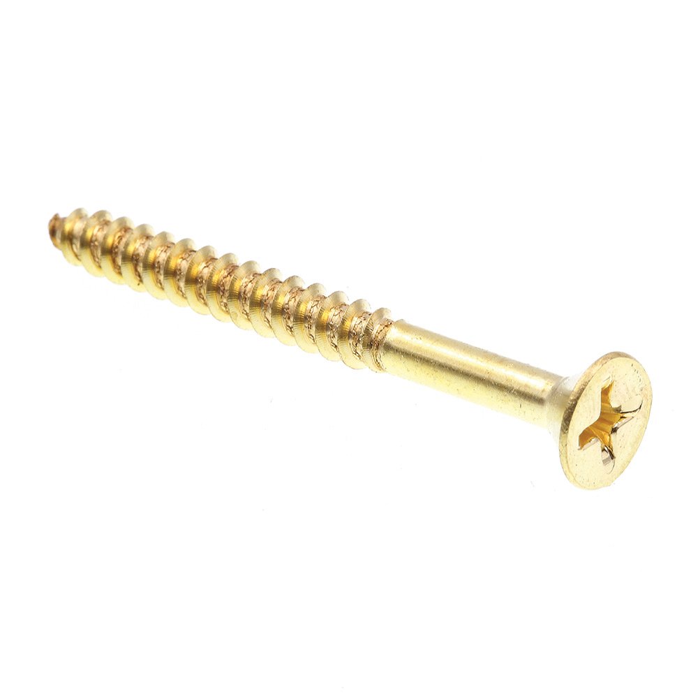 Prime-Line 9035812 #10 x 2 Inch Solid Brass Flat Head Phillips Wood Screws (Pack of 25) - Perfect for Furniture Assembly, Cabinetry & Woodworking Projects