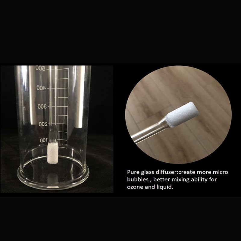 500ml Pure Ozone Glass Bottle Kit with Glass Diffuser for O3 Insufflation Therapy - Professional Ozone Therapy Equipment for Home Use, Detox & Wellness
