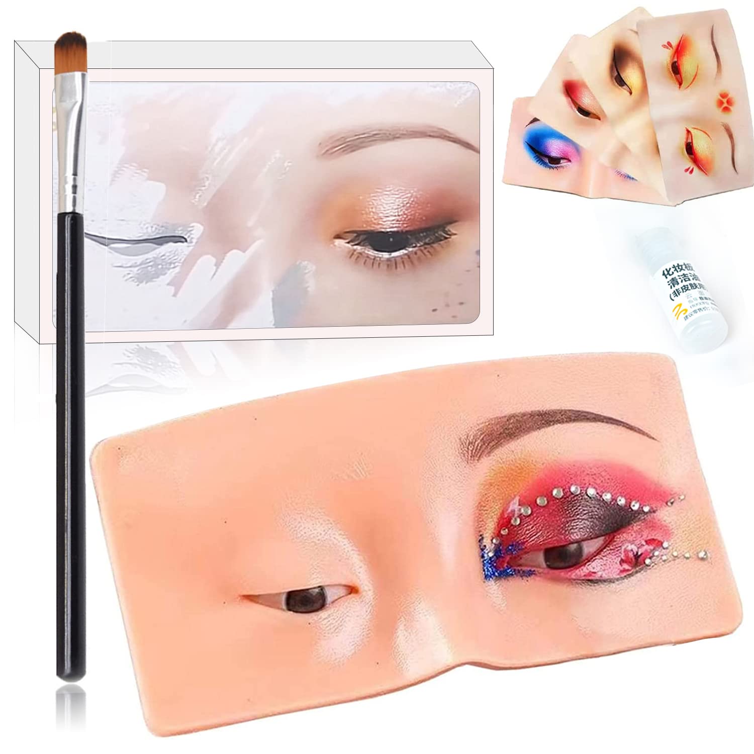 Professional Silicone Makeup Practice Mannequin Head - Realistic Bionic Skin for Eyelash Extension, Eyeshadow & Makeup Training - Includes Cleansing Oil & Brush - Perfect for Beauty Schools, Salons & Home Practice