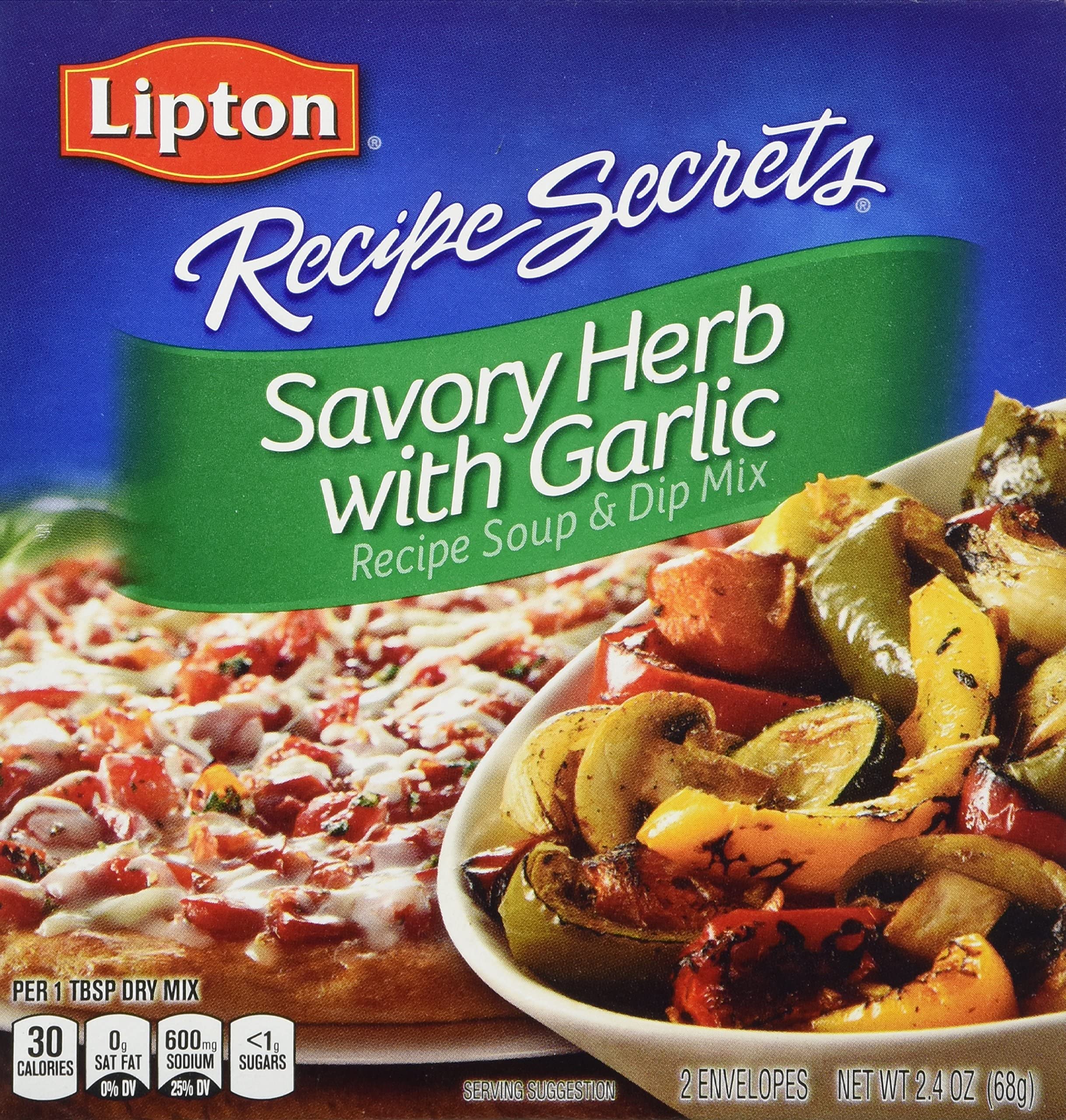 Lipton Recipe Soup & Dip Mix - Savory Herb with Garlic (2.4oz, Pack of 12) | Instant Soup Base & Seasoning for Cooking, Dips, Soups & Recipes | Perfect for Family Meals, Parties & Quick Dinners