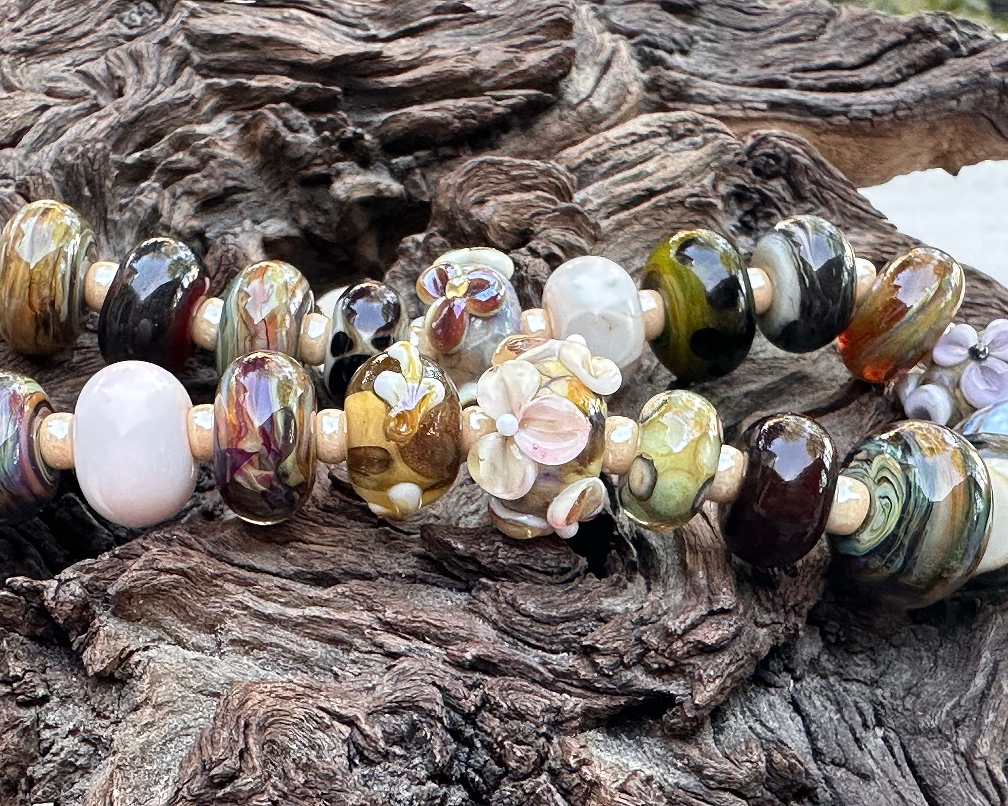 23-Piece Brown Orphan Lampwork Glass Beads Set for Jewelry Making, DIY Crafts, and Beading Projects - Perfect for Necklaces, Bracelets, and Earrings