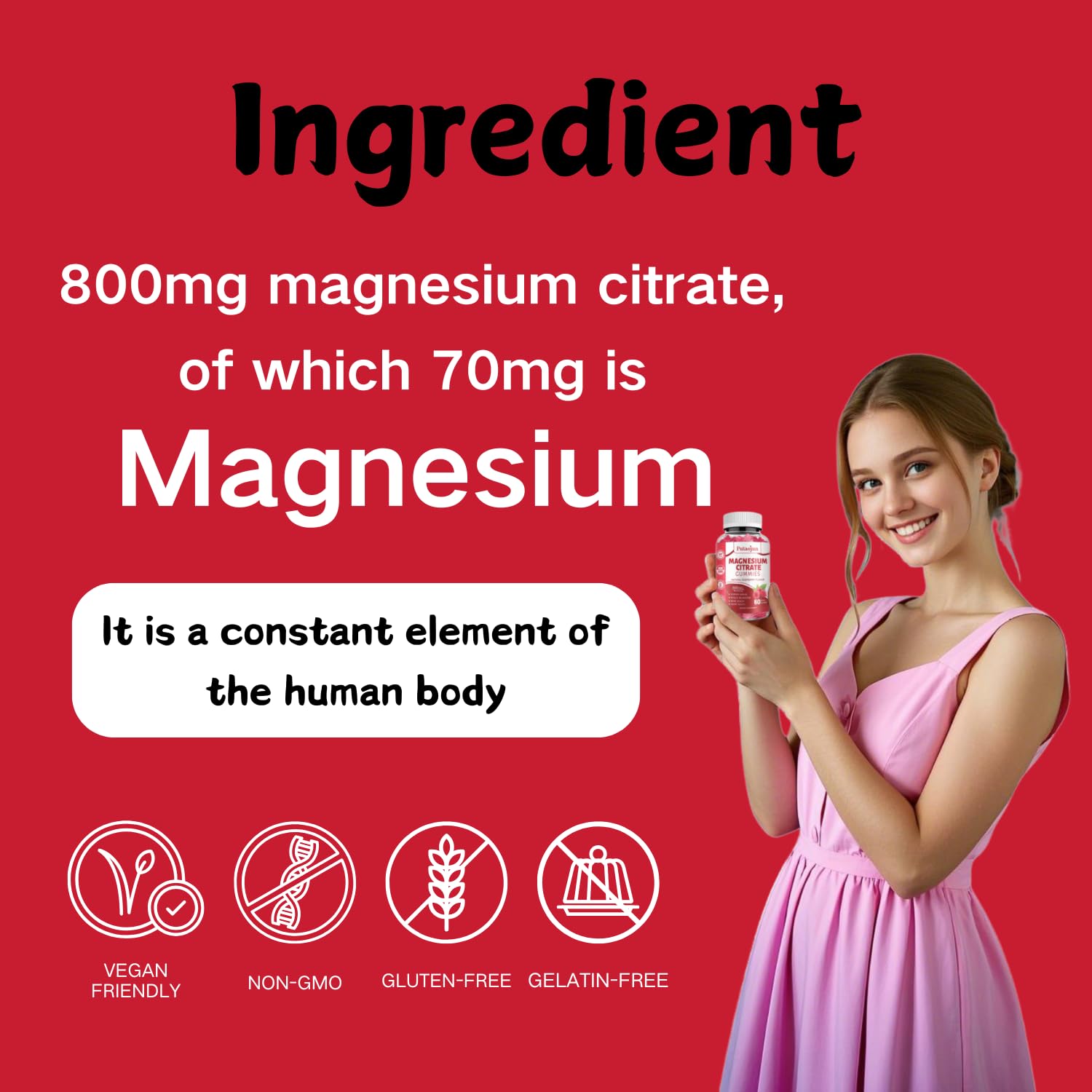 Magnesium Citrate Gummies for Adults - High Absorption Vegan & Non-GMO Supplement (60 Raspberry Gummies) - Supports Muscle Relaxation, Sleep & Stress Relief - Perfect for Active Lifestyles & Nighttime Routine