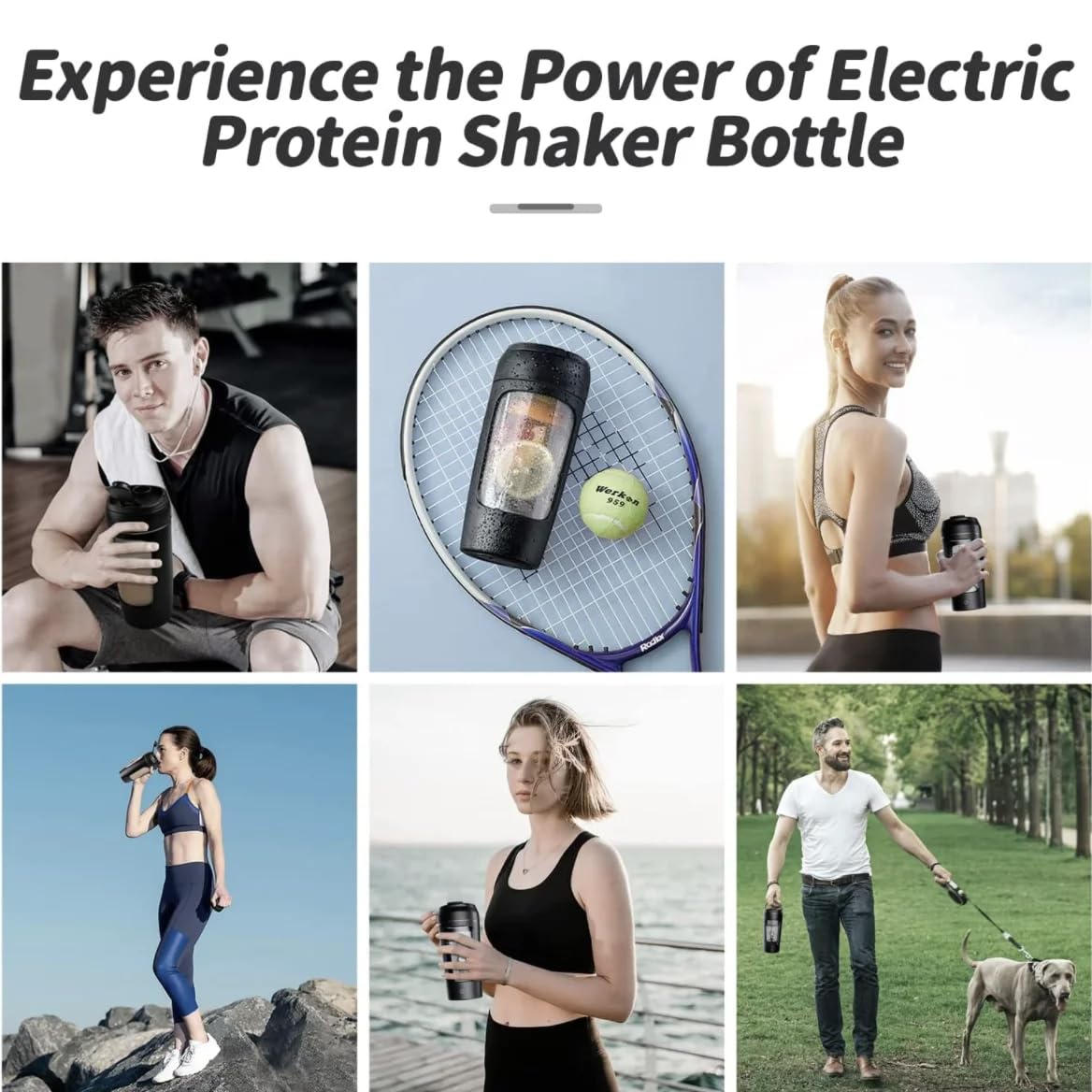 Premium Electric Portable Protein Shaker Bottle 650ml - Tritan BPA-Free Rechargeable Blender with Free Protein Powder Cup | Perfect for Gym, Sports & On-The-Go Nutrition | Smoothie Mixing & Post-Workout Recovery (Pearl White)