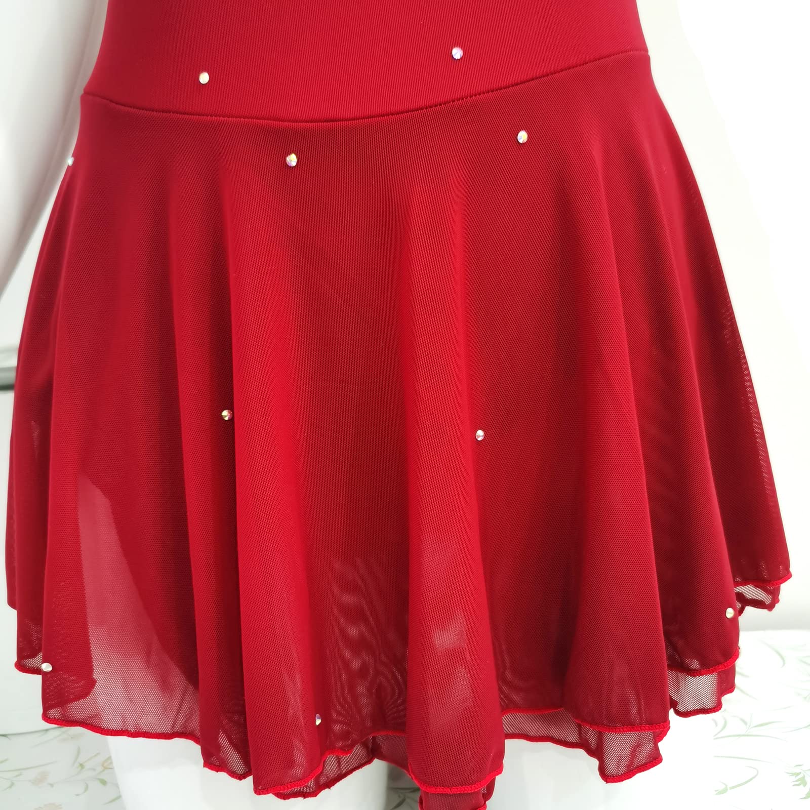 LIUHUO Sparkling Ice Skating Dress for Girls & Women - Rhinestone Competition Dance Costume for Kids - Perfect for Figure Skating, Ballet Performances & Dance Recitals