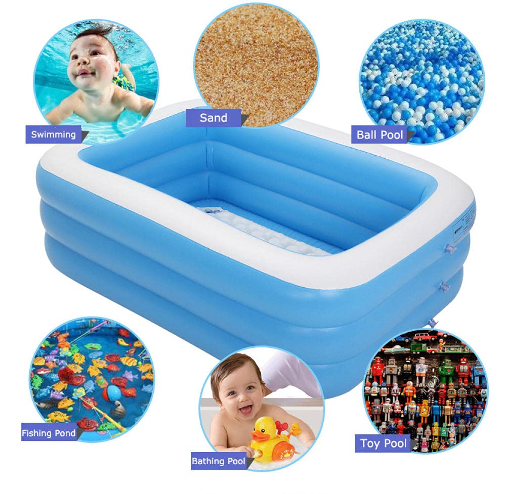 Premium Inflatable Family Swimming Pool - 1.8m Large Outdoor Square Pool for Kids & Adults | Durable Swim Center for Backyard, Beach & Summer Fun | Paradise Seaside Design for Ultimate Relaxation