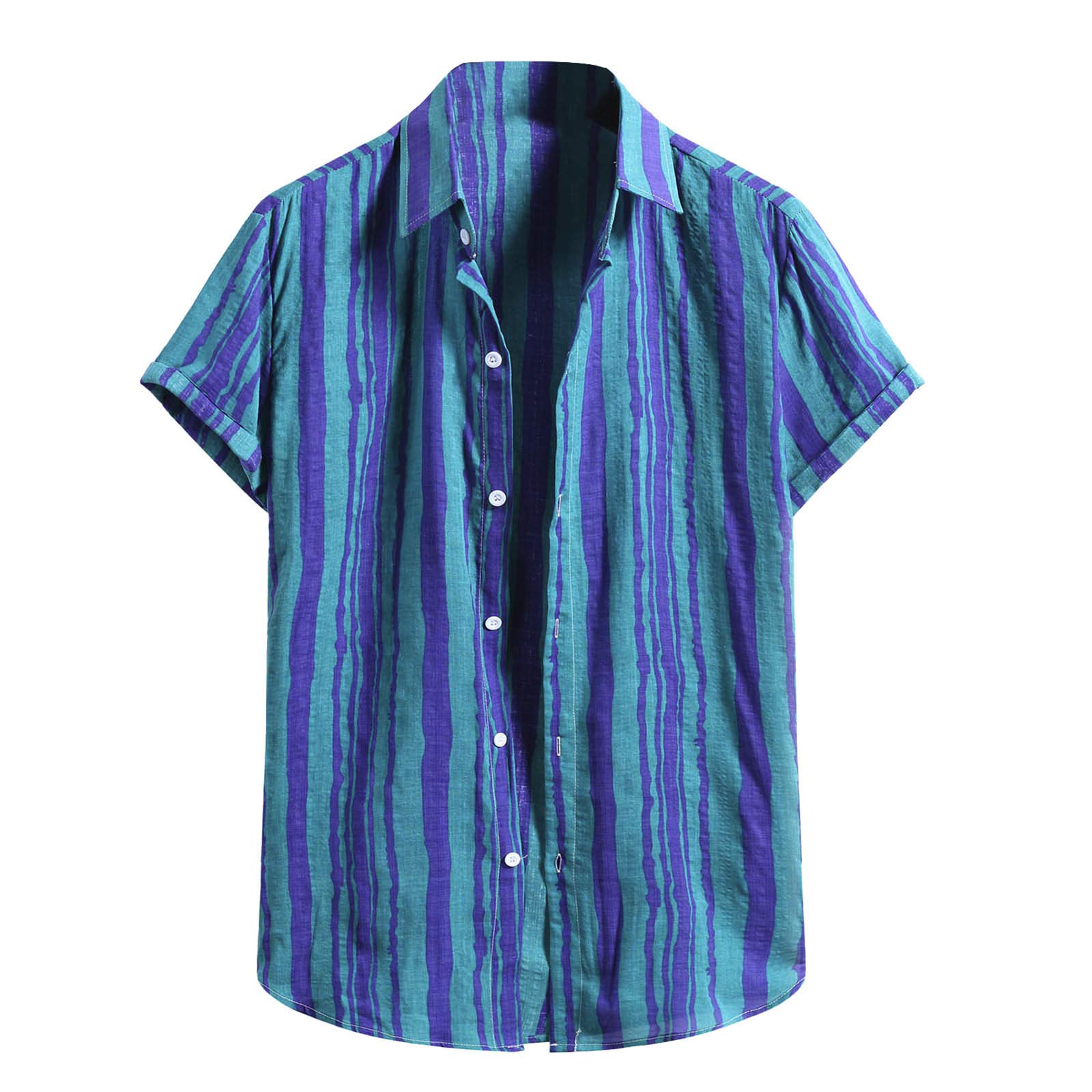 Stylish Hawaiian Comic Shirts for Men | Short Sleeve Guayabera Shirt in Breathable Linen Cotton | Striped Beach Button Down Shirts | Perfect for Summer Vacations, Luau Parties & Casual Outings