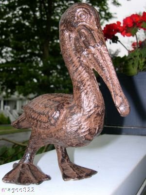 Handcrafted Cast Iron Pelican Garden Statue - Decorative Outdoor Bird Sculpture for Lawn, Patio, and Garden Decor