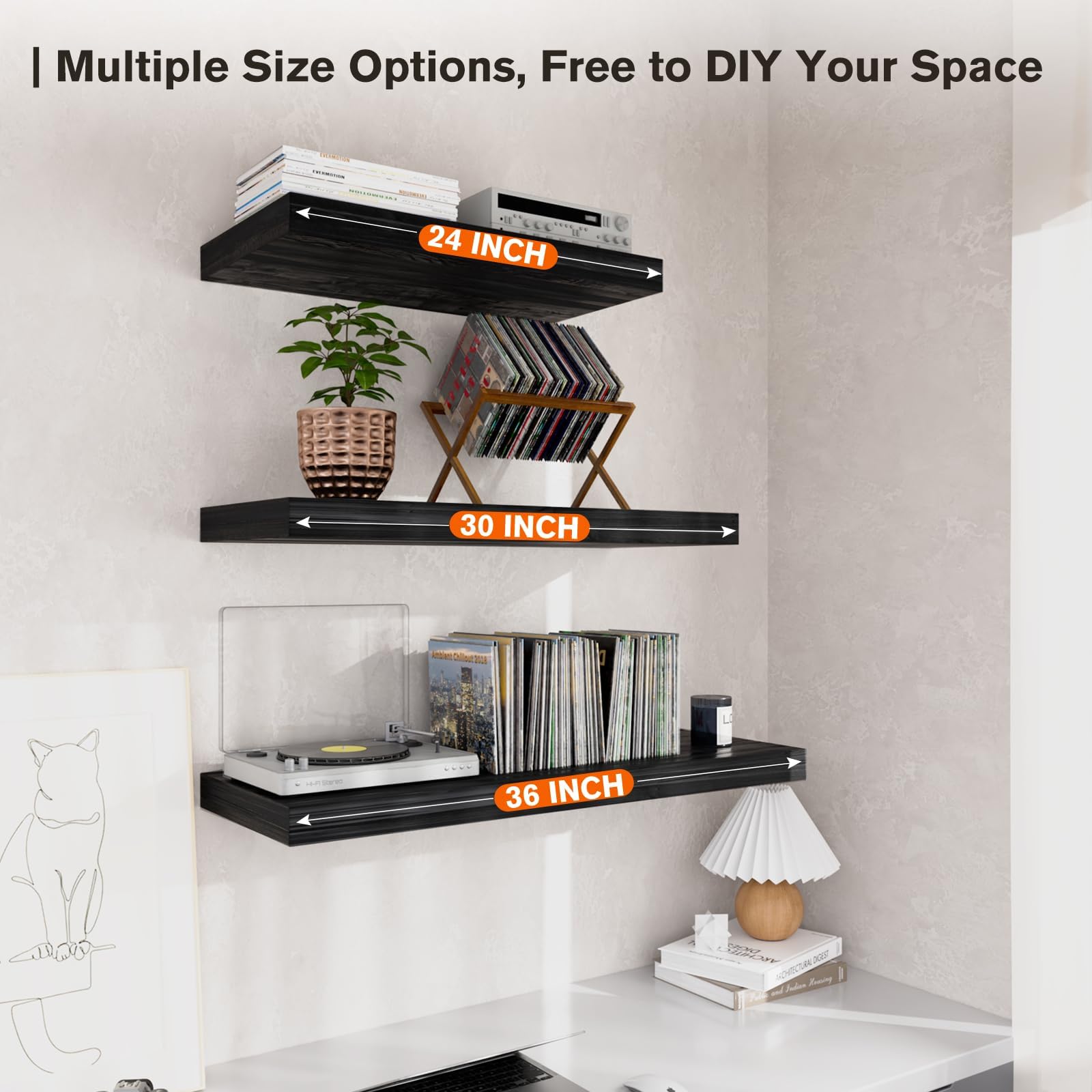 2-Pack Dark Wood Floating Shelves - 30