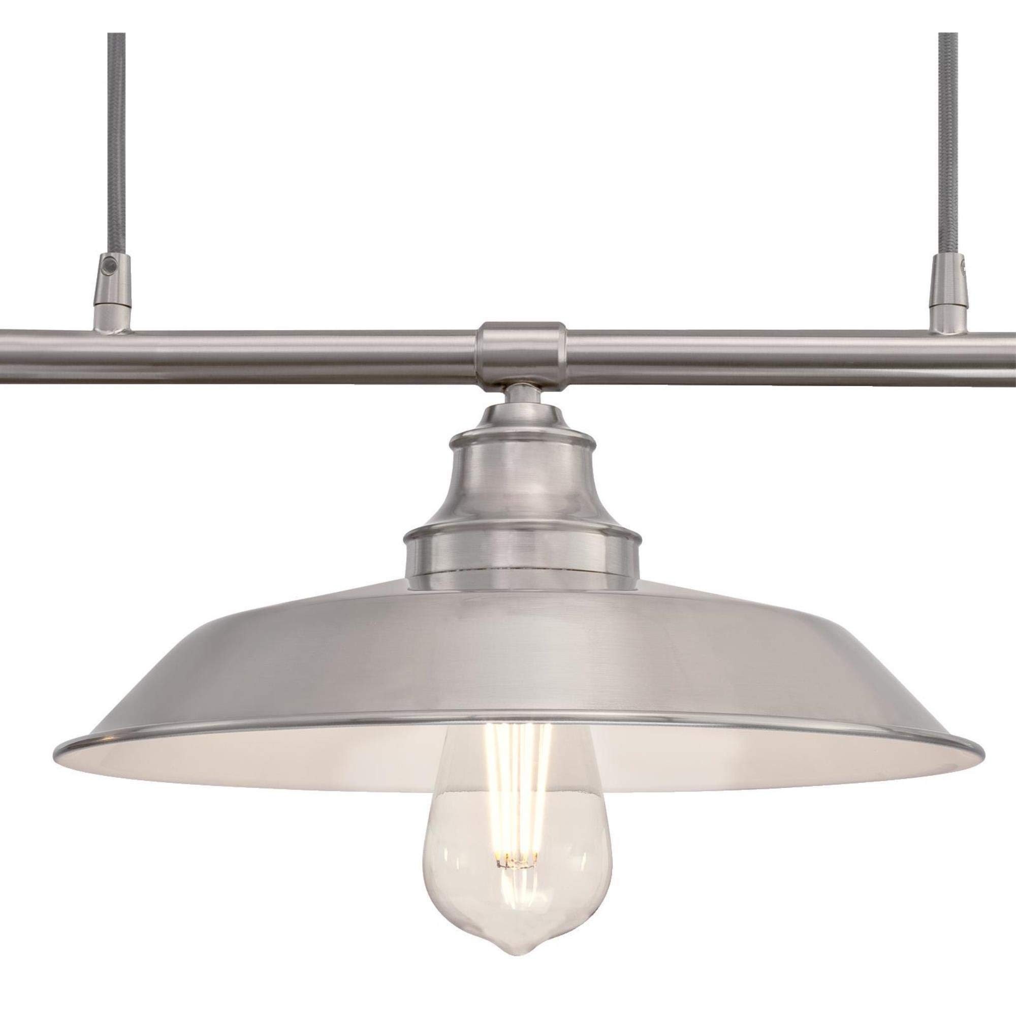 OHHG Lighting 6369900 Iron Hill 3-Light Industrial Pendant Light with Pulley System - Brushed Nickel Finish - Perfect for Kitchen Island, Dining Room, or Farmhouse Decor
