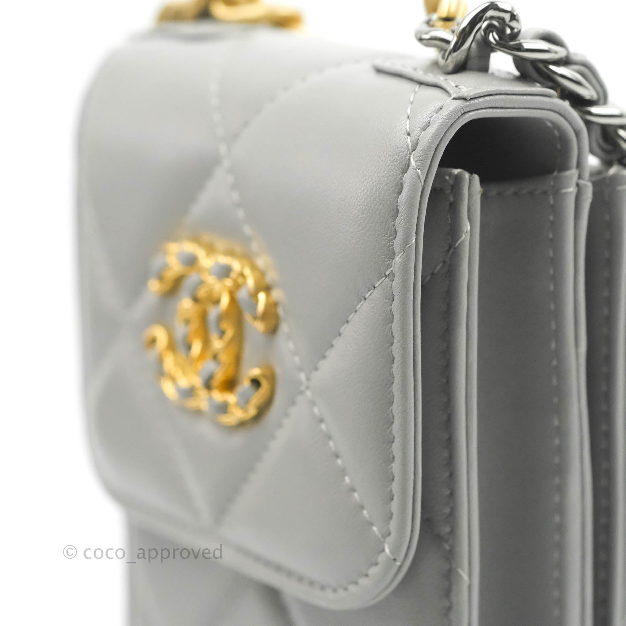 Chanel 19 Grey Mixed Hardware Phone Holder - Luxury Designer Phone Case for iPhone & Android - Perfect for Everyday Use, Travel & Fashion Accessories