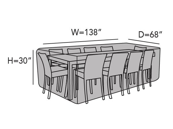 Heavy-Duty Polyester Rectangular Dining Table & Chair Cover Set - Weatherproof, UV Resistant, Drawcord Hem - 138