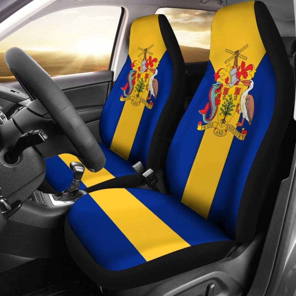 Barbados Coat of Arms Car Seat Cover - Premium Custom Fit for Cars, SUVs & Trucks - Durable & Stylish Protection for Seats - Perfect for Travel, Commuting & Road Trips