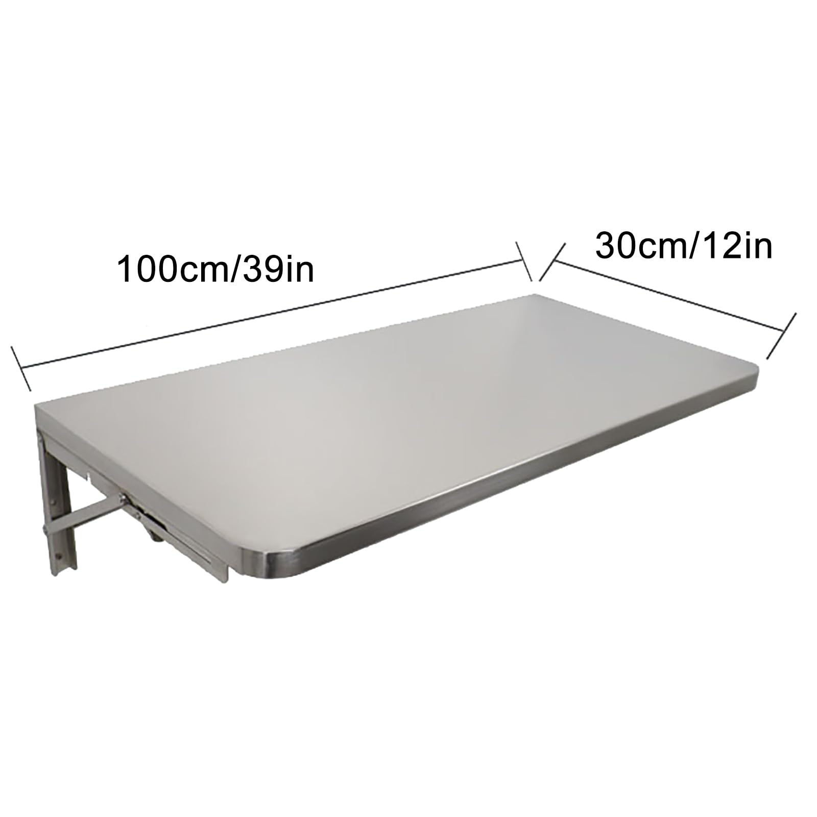 Space Saving Stainless Steel Wall Mounted Drop Leaf Table - Foldable Laptop Desk for Home Office, Study, Bedroom, Bathroom & Balcony | Perfect Compact Workstation for Small Spaces & Apartments