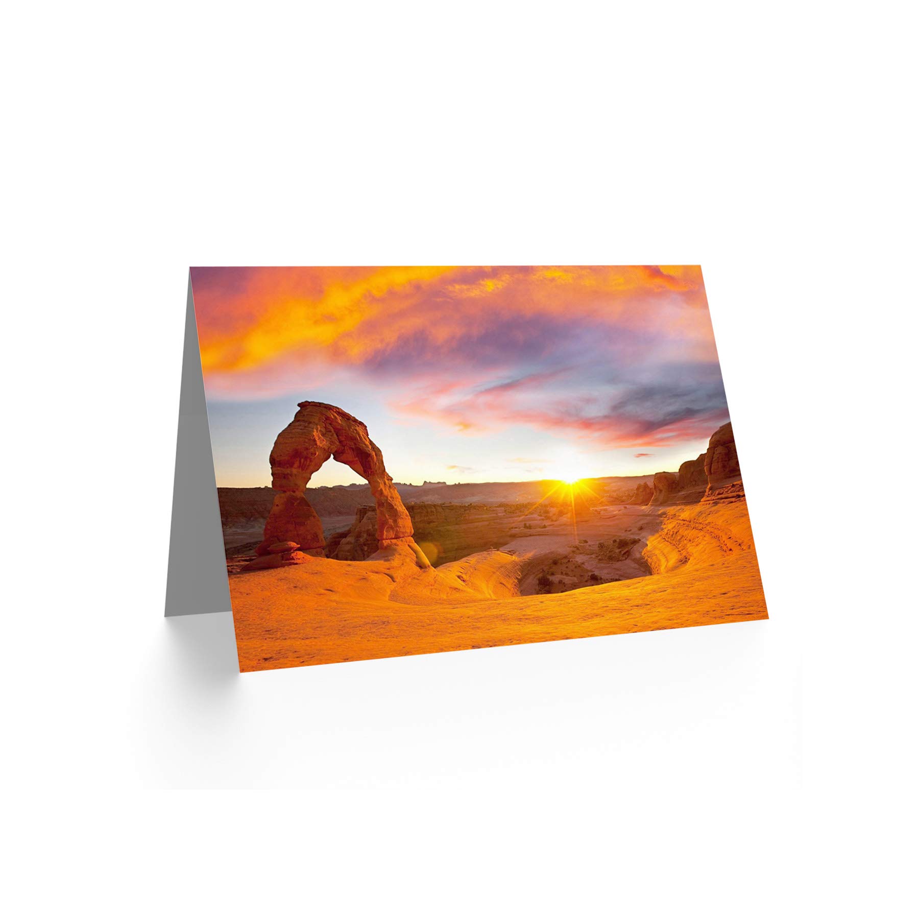 Wee Blue Coo Stone Arch Sunset Desert USA Landscape Photo Blank Greeting Card - Perfect for Birthday Wishes, Thank You Cards & Home Decor