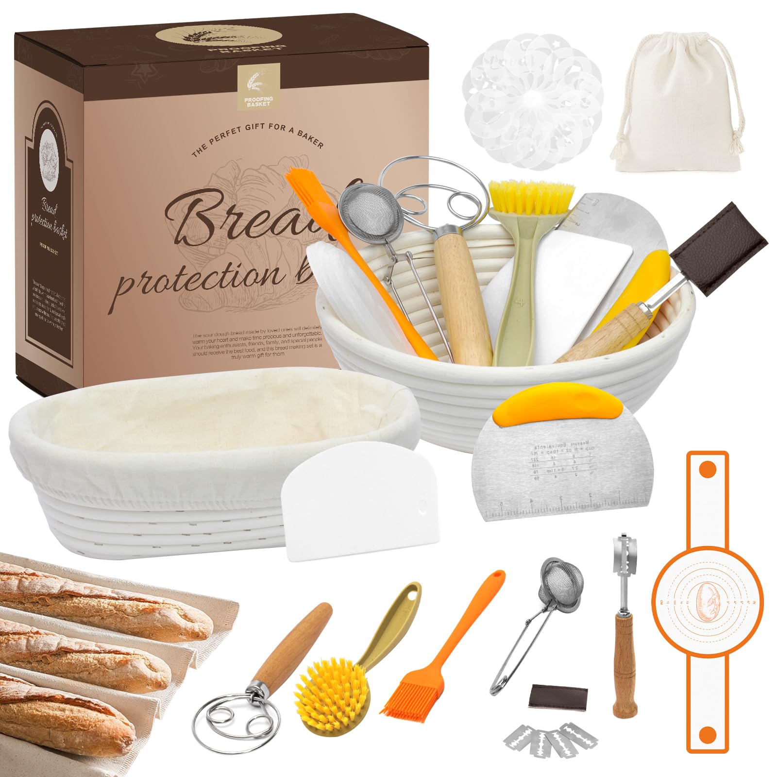 Sourdough Bread Baking Kit - 13-Piece Set with 9
