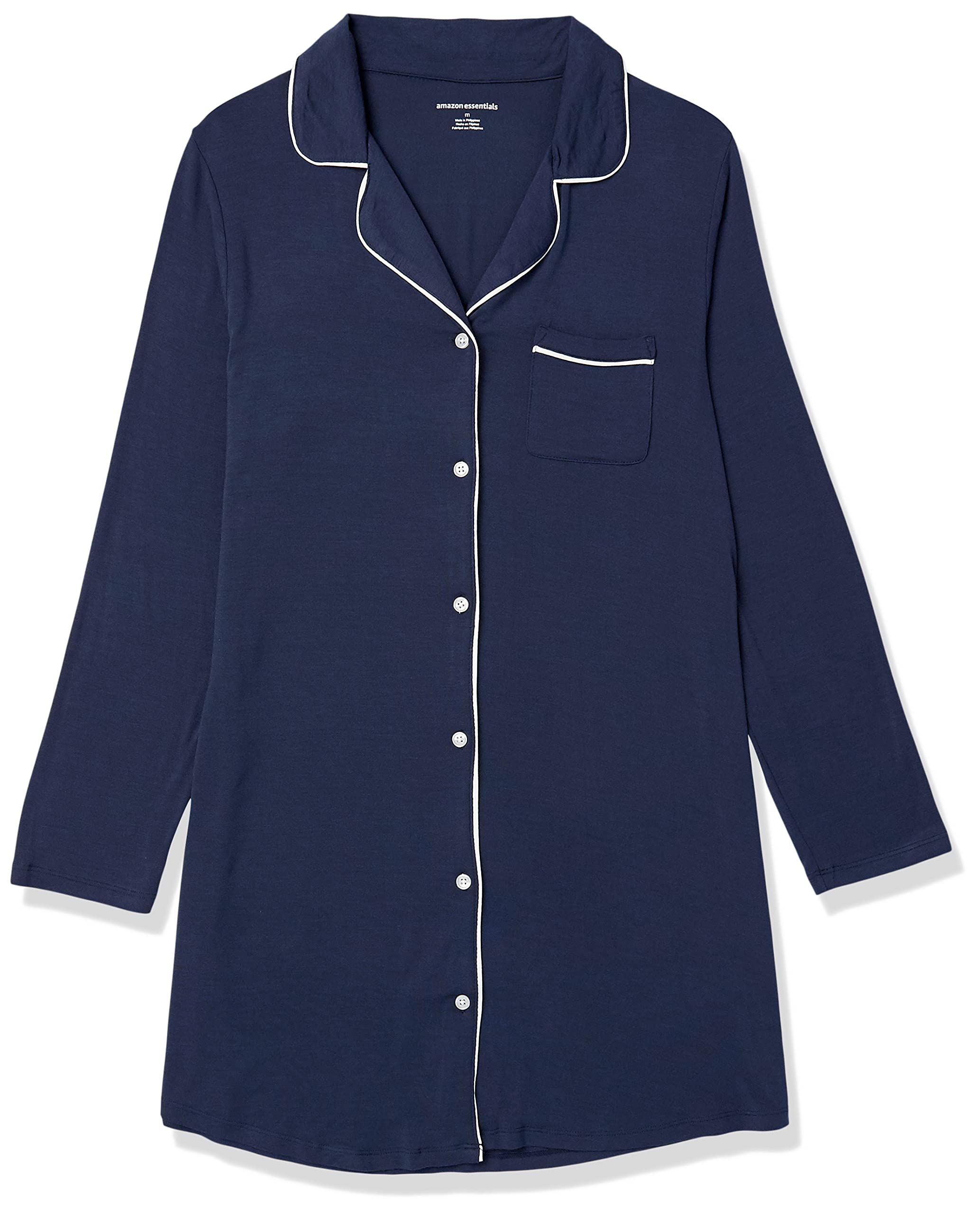 Amazon Essentials Women's Piped Nightshirt - Plus Size Comfortable Sleepwear for Relaxing at Home & Lounge Wear