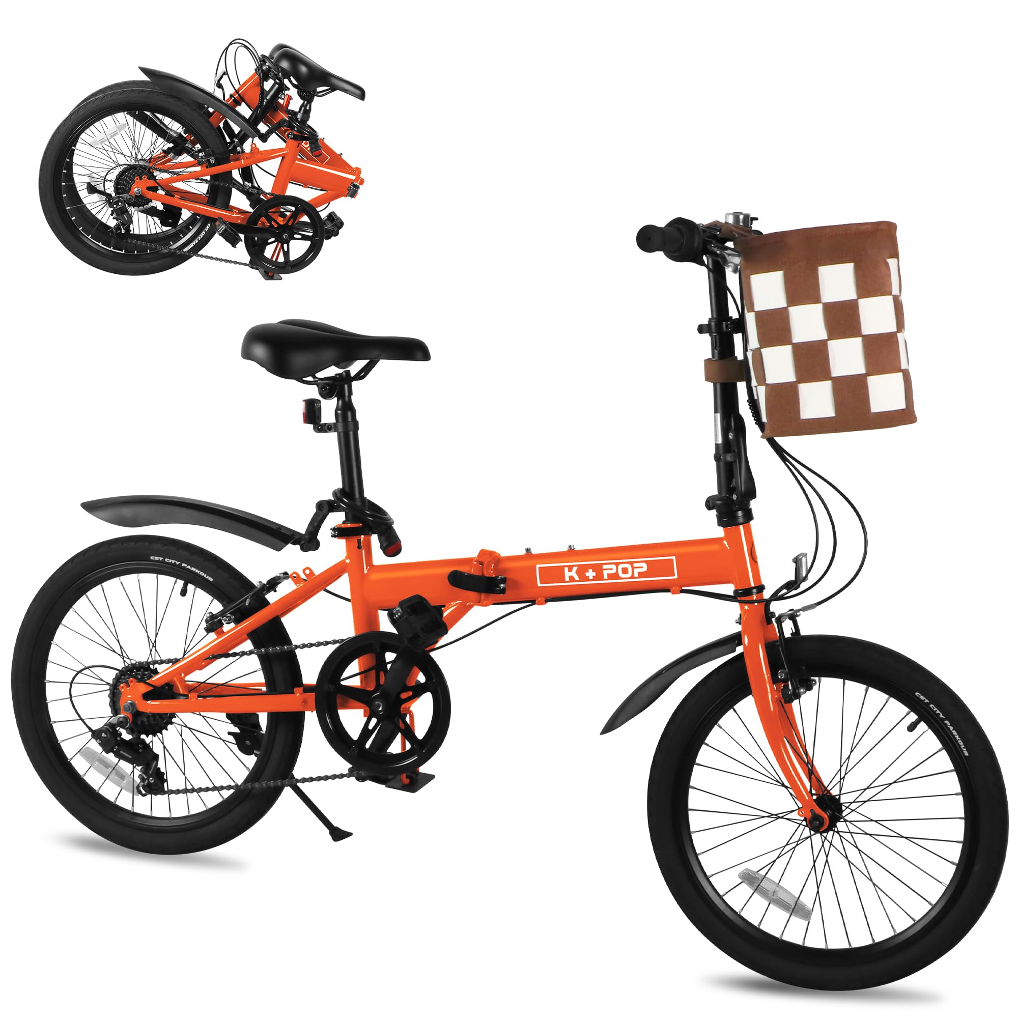Foldable Adult Bicycle - 20 Inch Commuter Bike with Detachable Basket, 7-Speed Gears, Lightweight & Streamlined Folding Design - Perfect for Urban Commuting, Campus Travel & Weekend Adventures