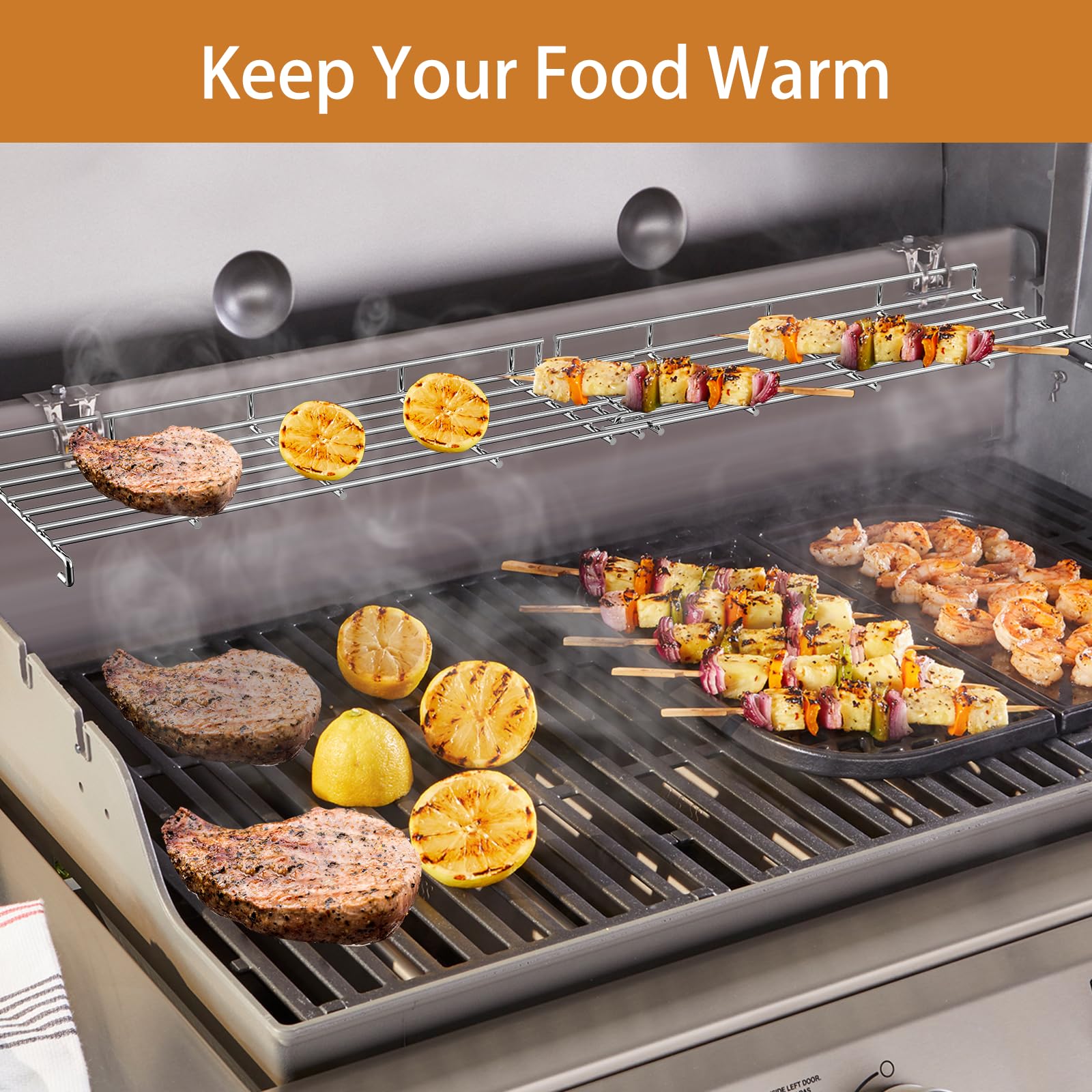 Stainless Steel Grill Warming Rack for Weber Genesis II 400 Series - Replacement Part for Genesis II E/S/SE-410 & E/S-410 Series (32 3/4