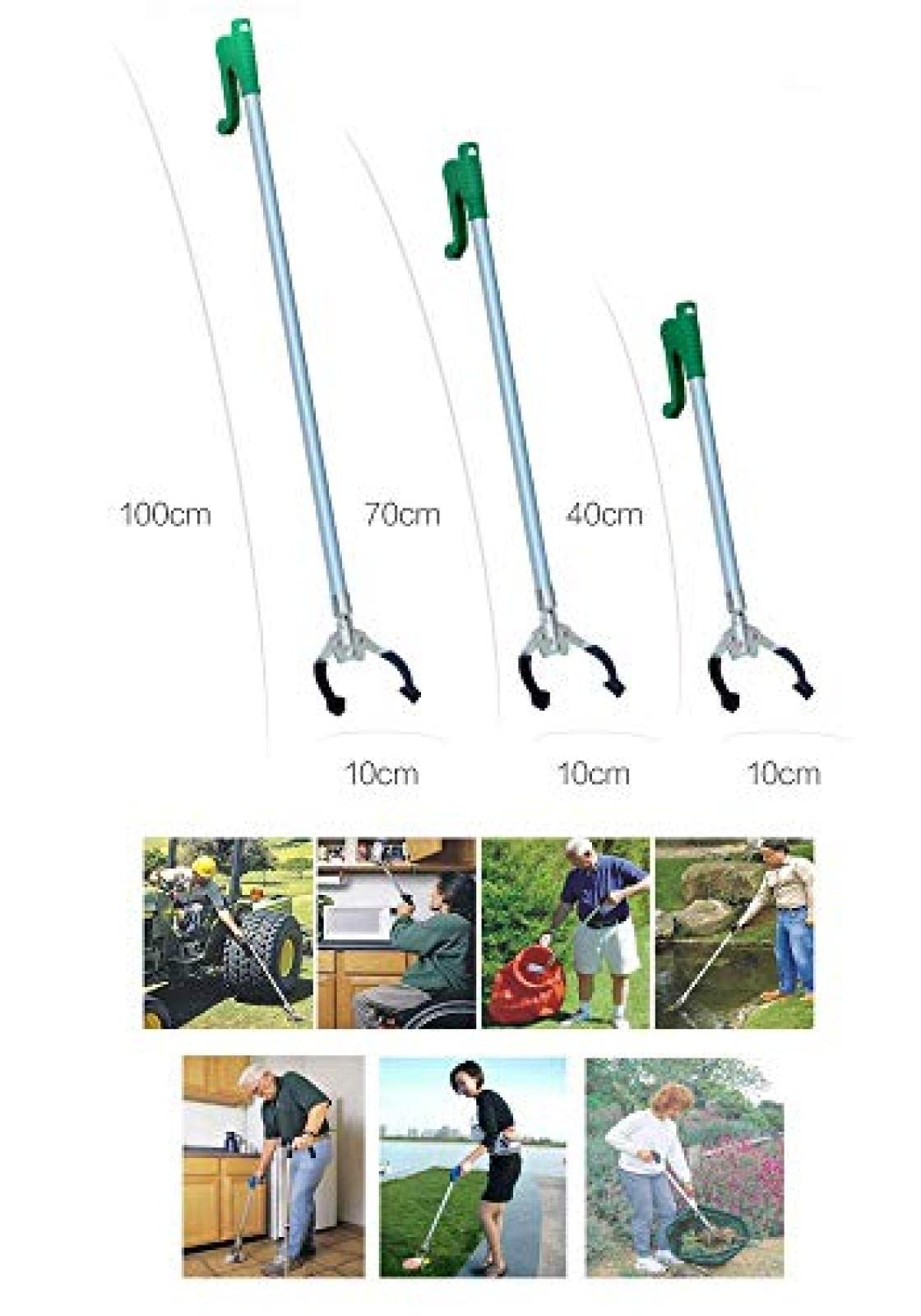 100cm Extra Long Reacher Grabber Tool - Lightweight Aluminum Pick Up Aid for Elderly & Disabled - Trash Picker, Lightbulb Changer & Household Helper - Perfect for Home Cleaning, Garage Organization & Hard-to-Reach Areas