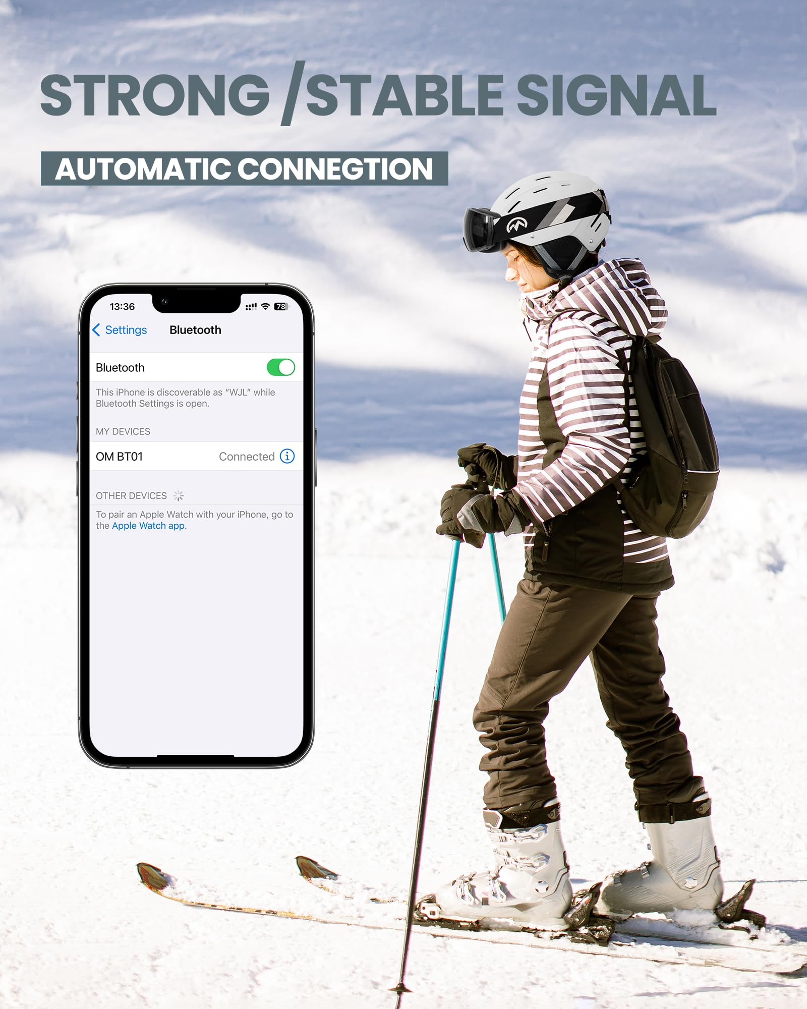 OutdoorMaster Kelvin II Ski Helmet with Wireless Bluetooth - Adjustable Snowboard Helmet for Men, Women & Youth - Built-in Headphones for Skiing, Snowboarding & Winter Sports