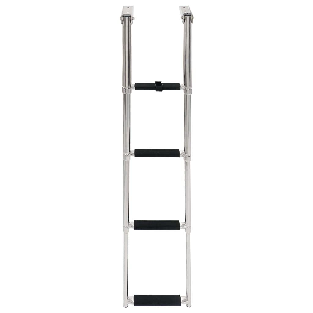 SKM 4-Step Folding Boarding Ladder | Stainless Steel Marine Boat Ladder | Perfect for Yachts, Fishing Boats & Water Sports