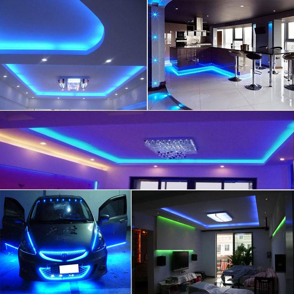 High-Density SMD 2835 LED Strip Lights - 16.4Ft 1200LEDs, 26000LM, 12V DC, IP65 Waterproof - 3X Brighter Than 3528 LEDs (Blue) - Perfect for Home Decoration, Under Cabinet Lighting, and Party Ambiance