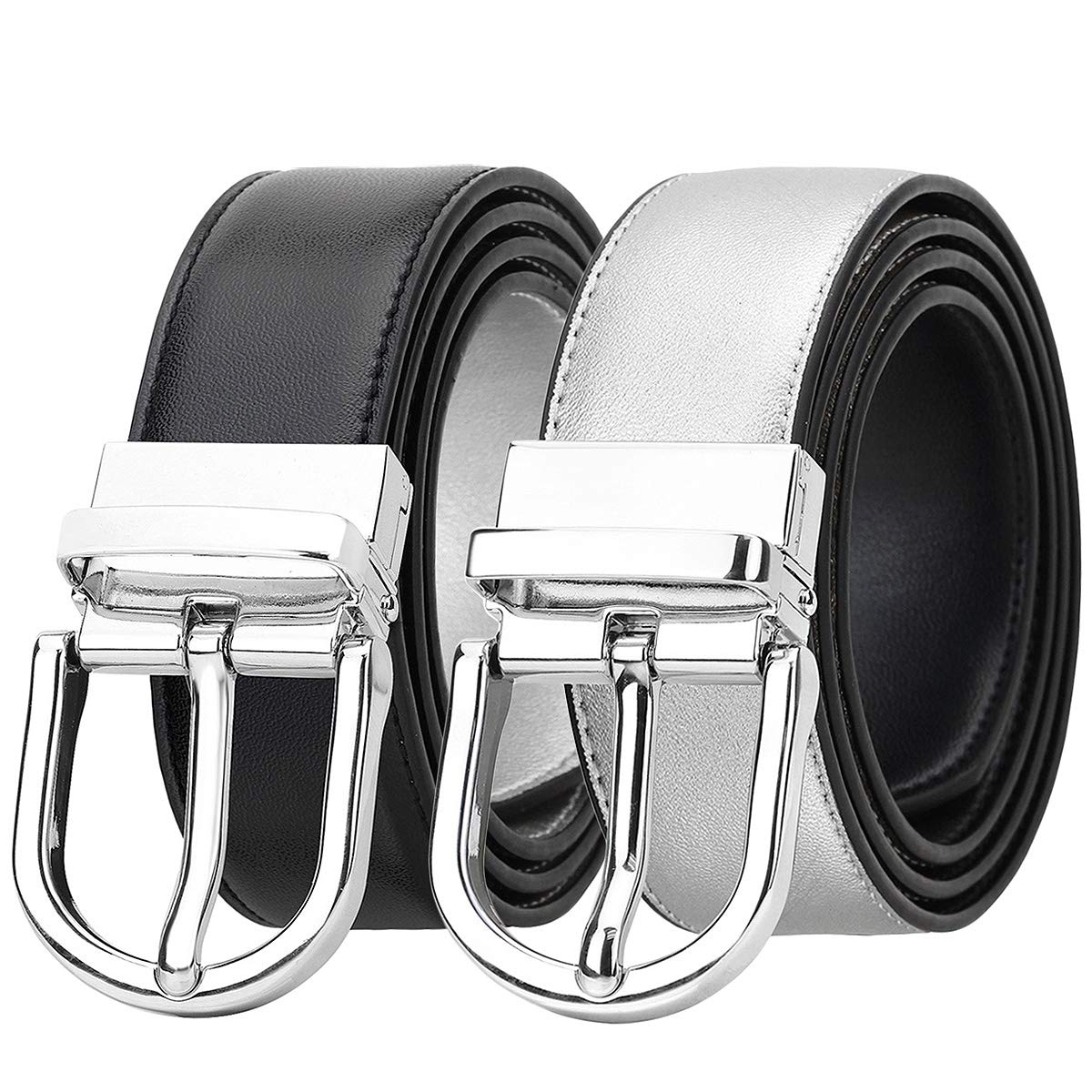 Falari Reversible Genuine Leather Belt for Women & Kids - Single Prong Buckle, 2 Colors in 1 Belt | Stylish Accessory for Casual, Office & Formal Outfits