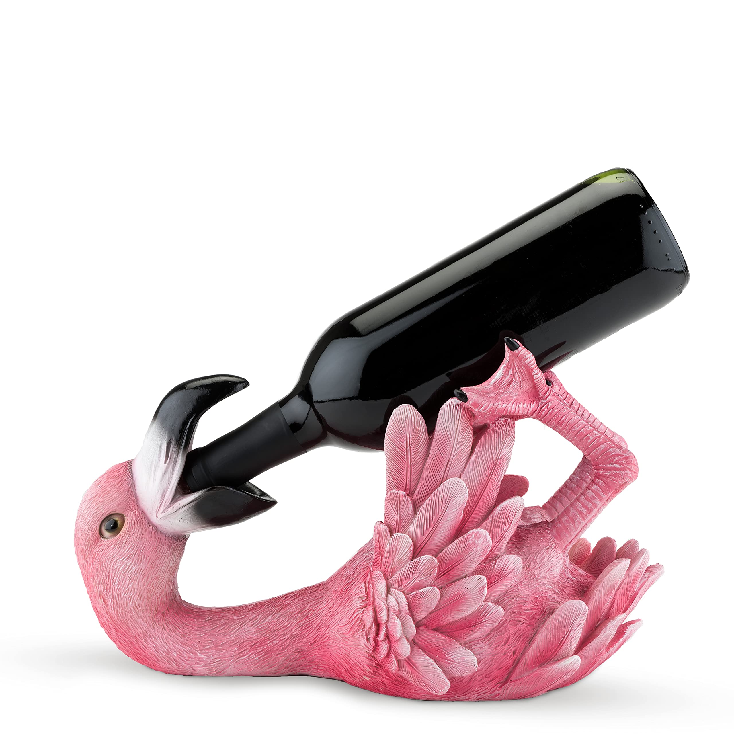 True Flirty Flamingo Polyresin Wine Bottle Holder - Decorative Kitchen & Bar Accessory for Standard Wine Bottles (Set of 1) | Perfect for Home Decor, Gift Giving & Tropical Themed Parties